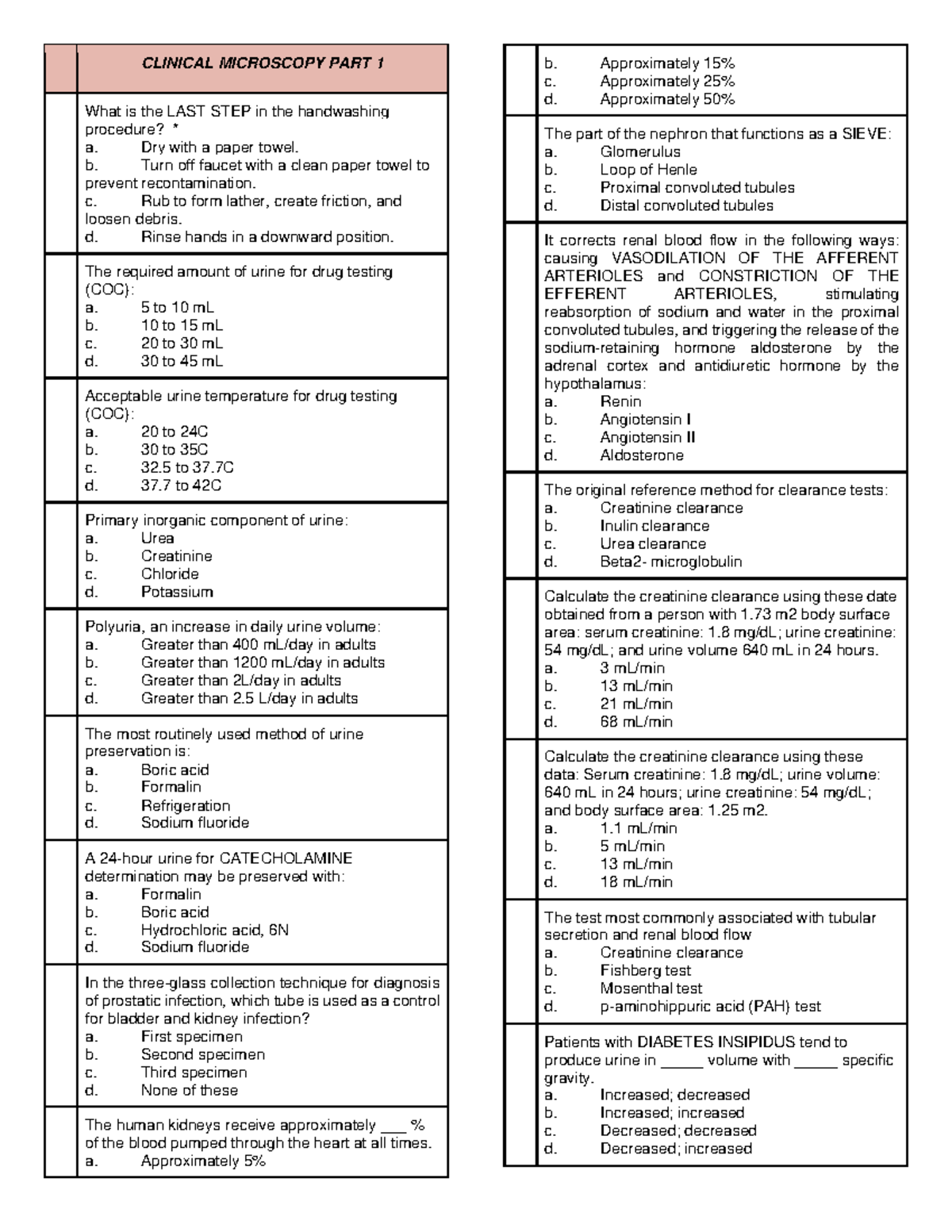 Clinical Microscopy Quiz Questions and Answers (Part 1-3) - Studocu