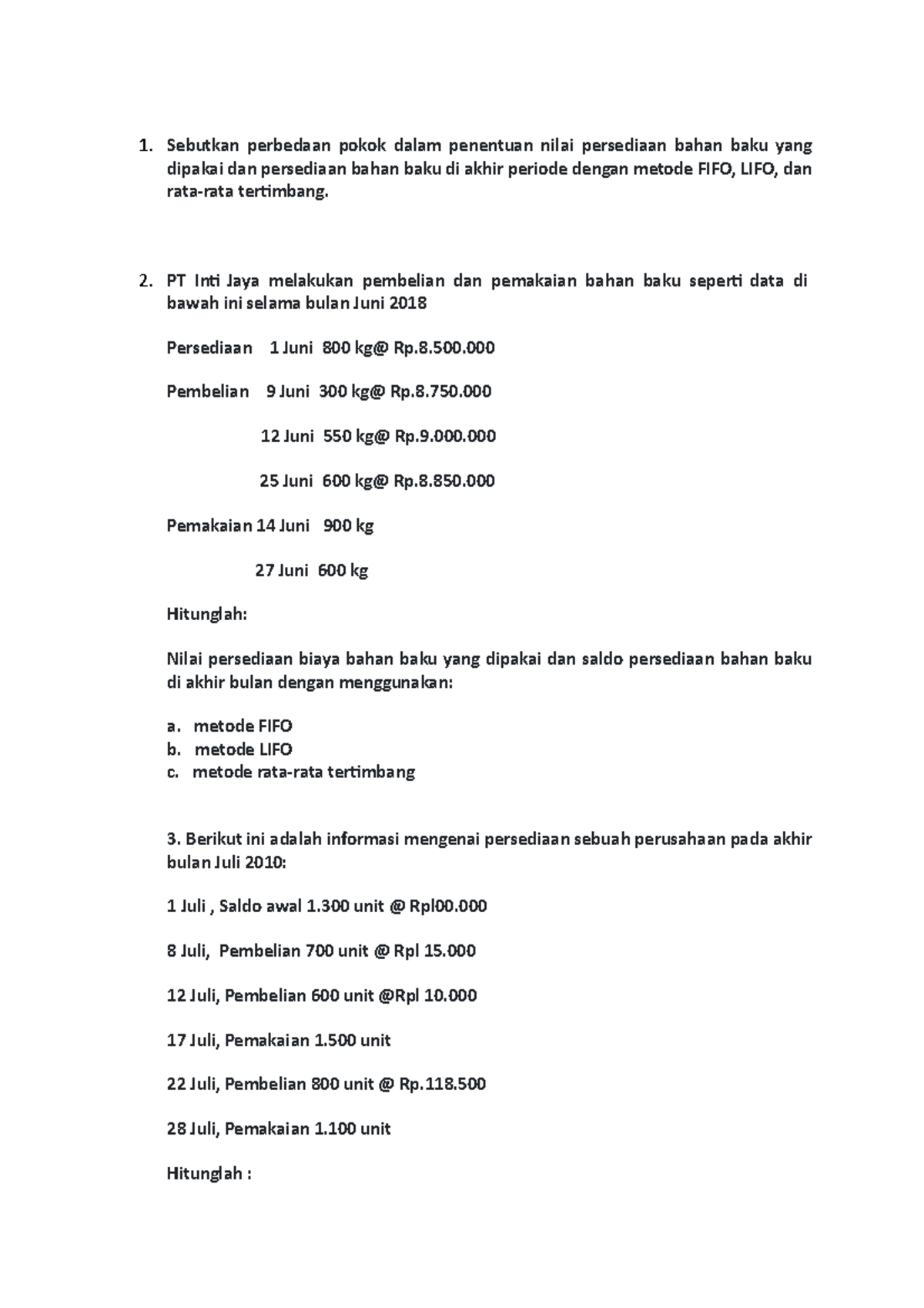 Tugas 1 ADBI4435: Analisis Persediaan dengan Metode FIFO, LIFO & Rata ...