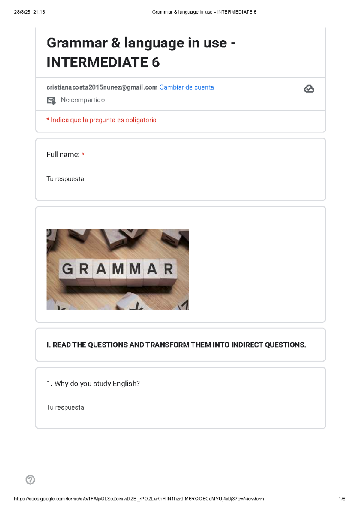 Grammar & Language in Use - Intermediate 6 Exercises - Studocu