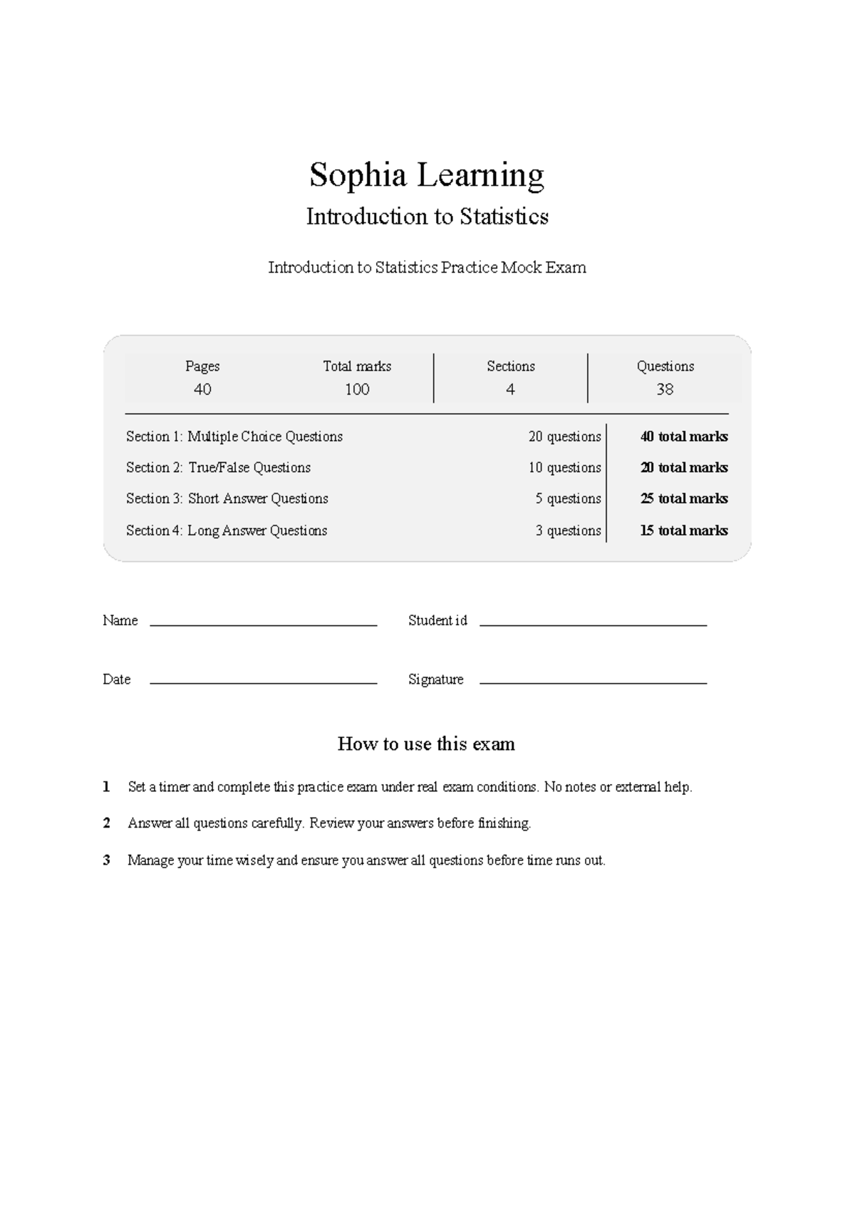 MAT-240 Introduction to Statistics Mock Exam Practice 2026 - Studocu