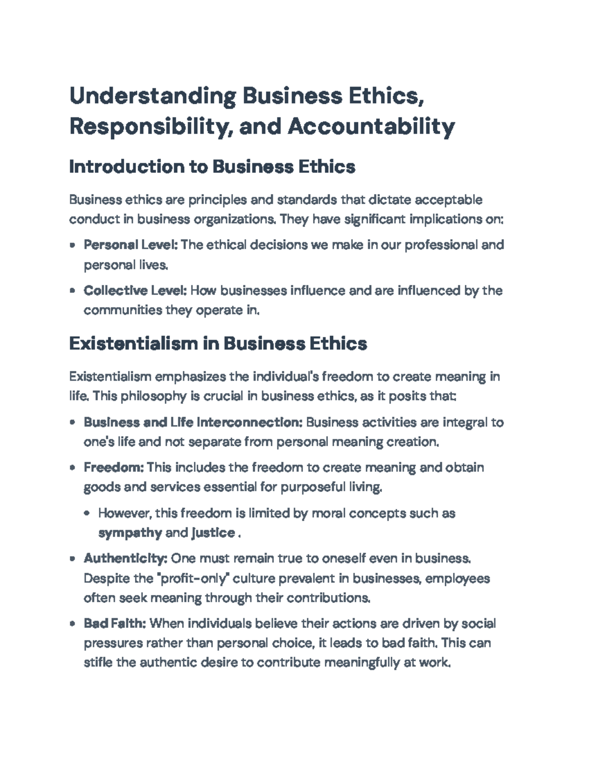 Understanding Business Ethics: Principles & Accountability (BUS 101 ...