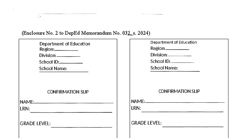 Confirmation Slip for Enrollment 2024-2025 - Studocu