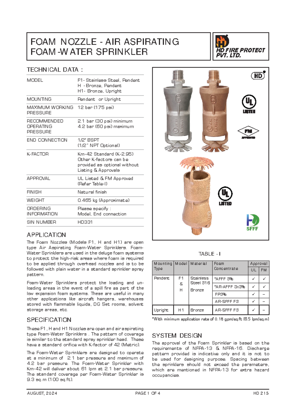 Foam Fire Suppression Systems - Technical Data and Specifications - Studocu