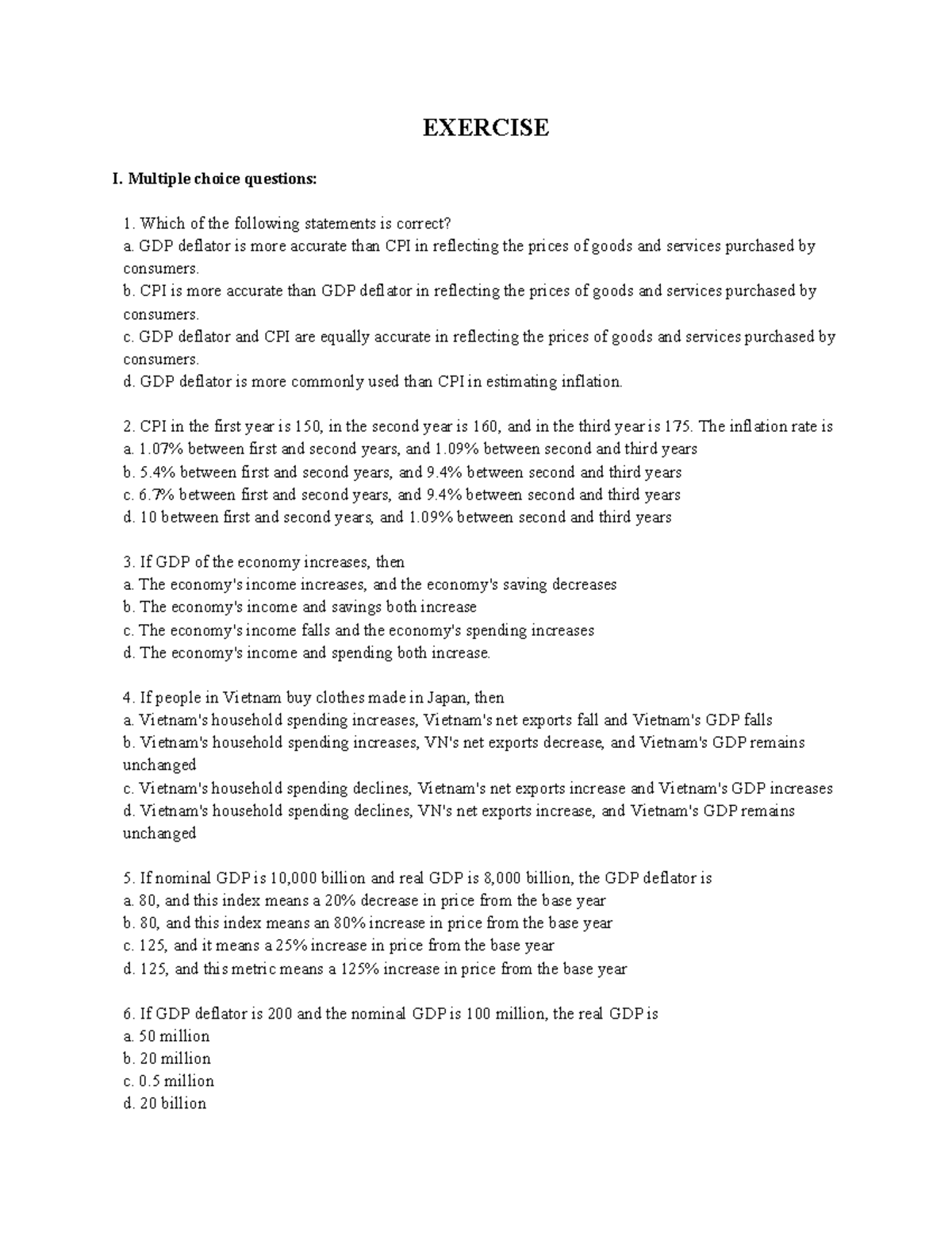 Multiple Choice Questions for ECON 101: Chapters 2-5 - Studocu