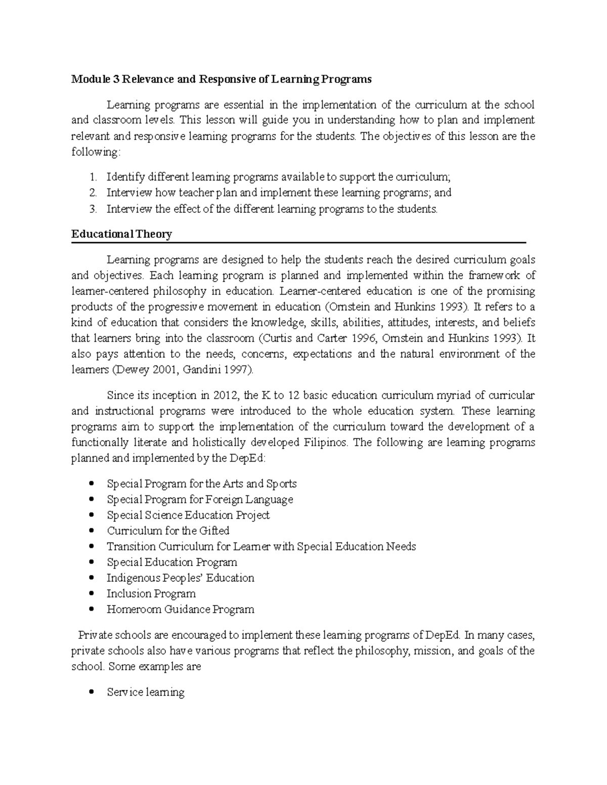 Domain IV: Module 3 on Relevant & Responsive Learning Programs - Studocu