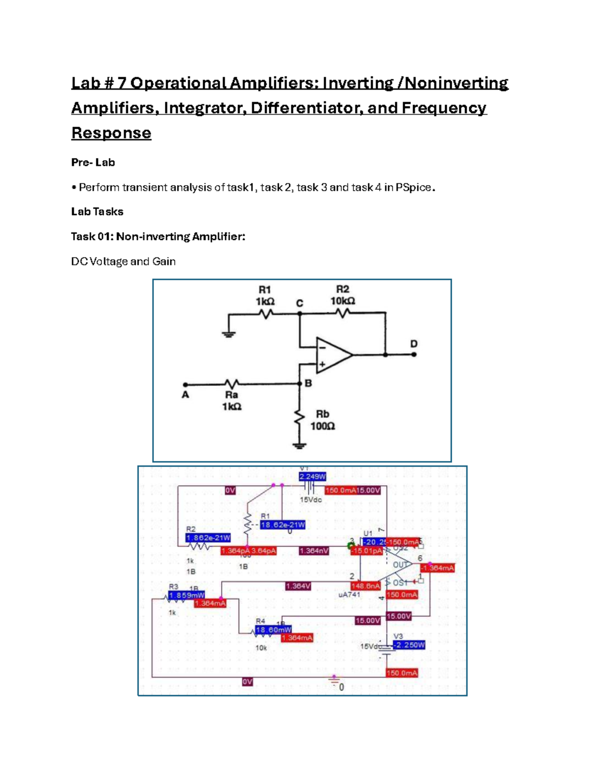 Electronics 2 Lab 7: Operational Amplifiers & Transient Analysis - Studocu