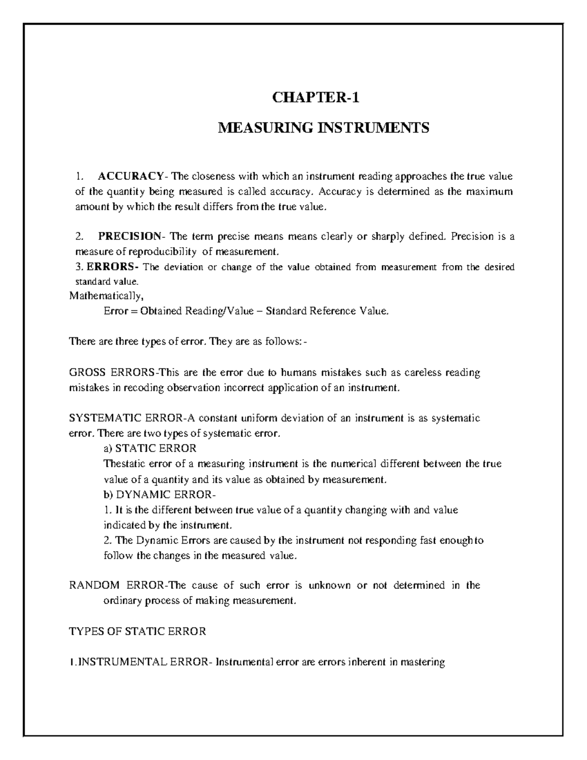 Class Notes on Electrical Measurements & Instrumentation (2015 ...