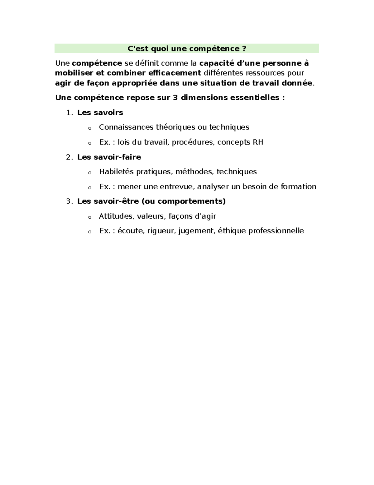 Introduction ADM2010 - Notes - C'est quoi une compétence? Une ...