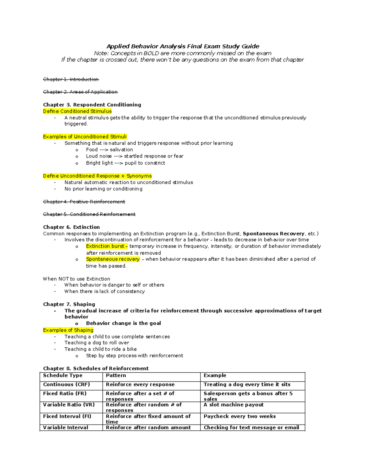 Applied Behavior Analysis (ABA) Final Exam Study Guide Review - Studocu