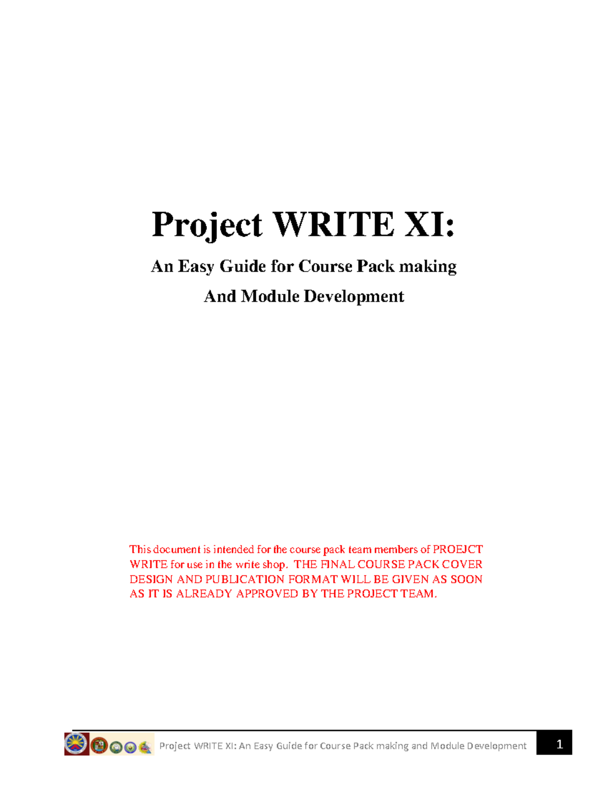 Course Pack Template for Module Development in Project WRITE XI - Studocu