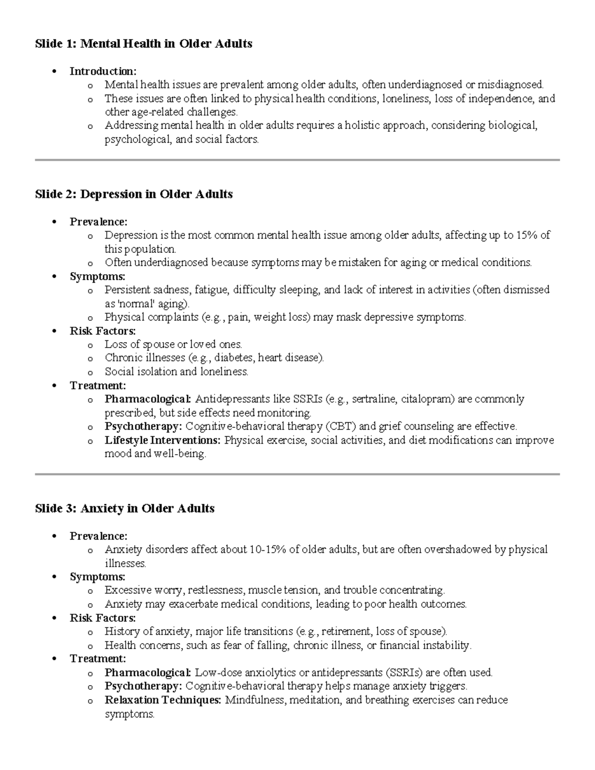 Week 2 Mental Health in Older Adults - Slide 1: Mental Health in Older ...