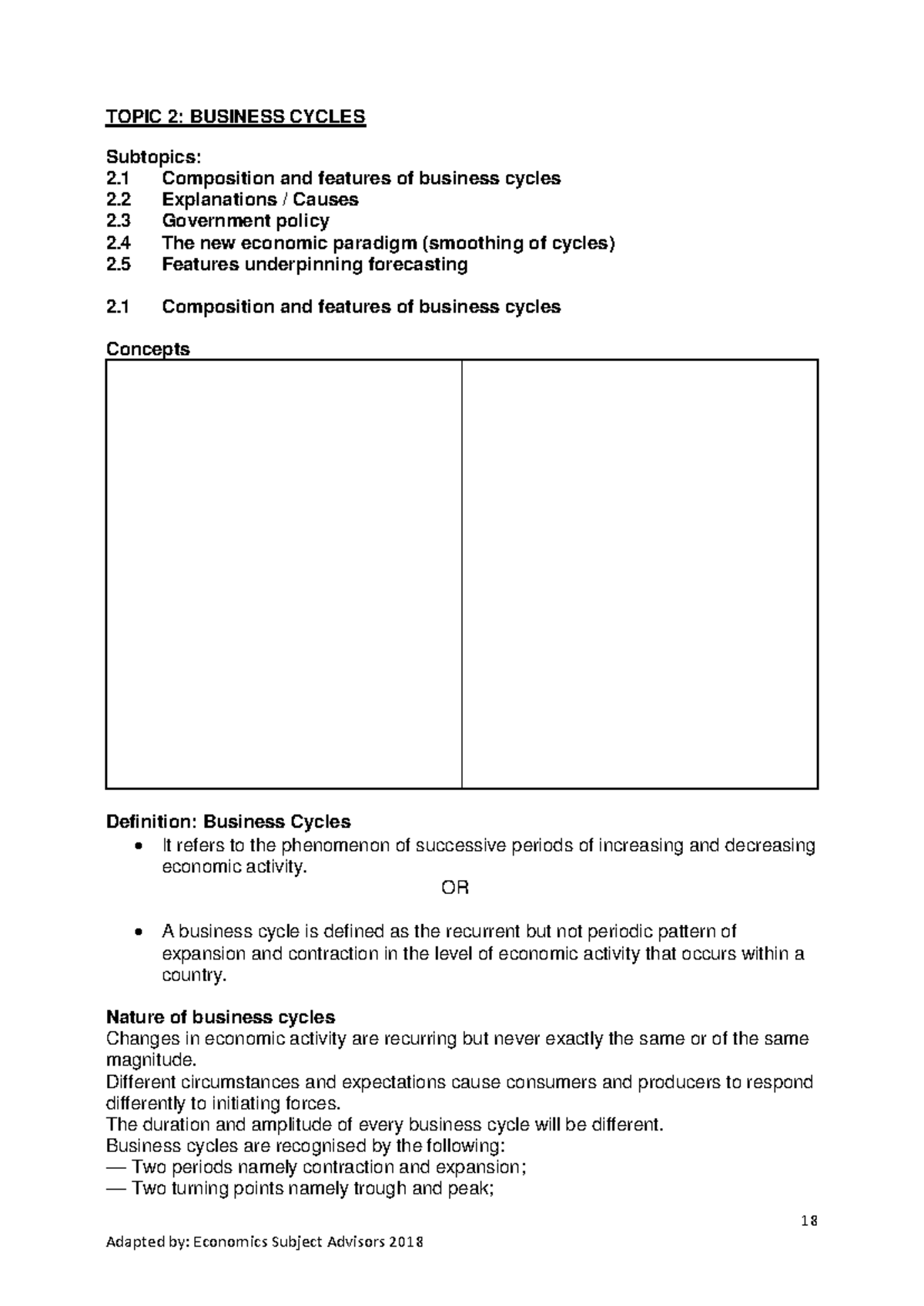 Paper 1: Business Cycles - Composition, Causes, and Forecasting - Studocu