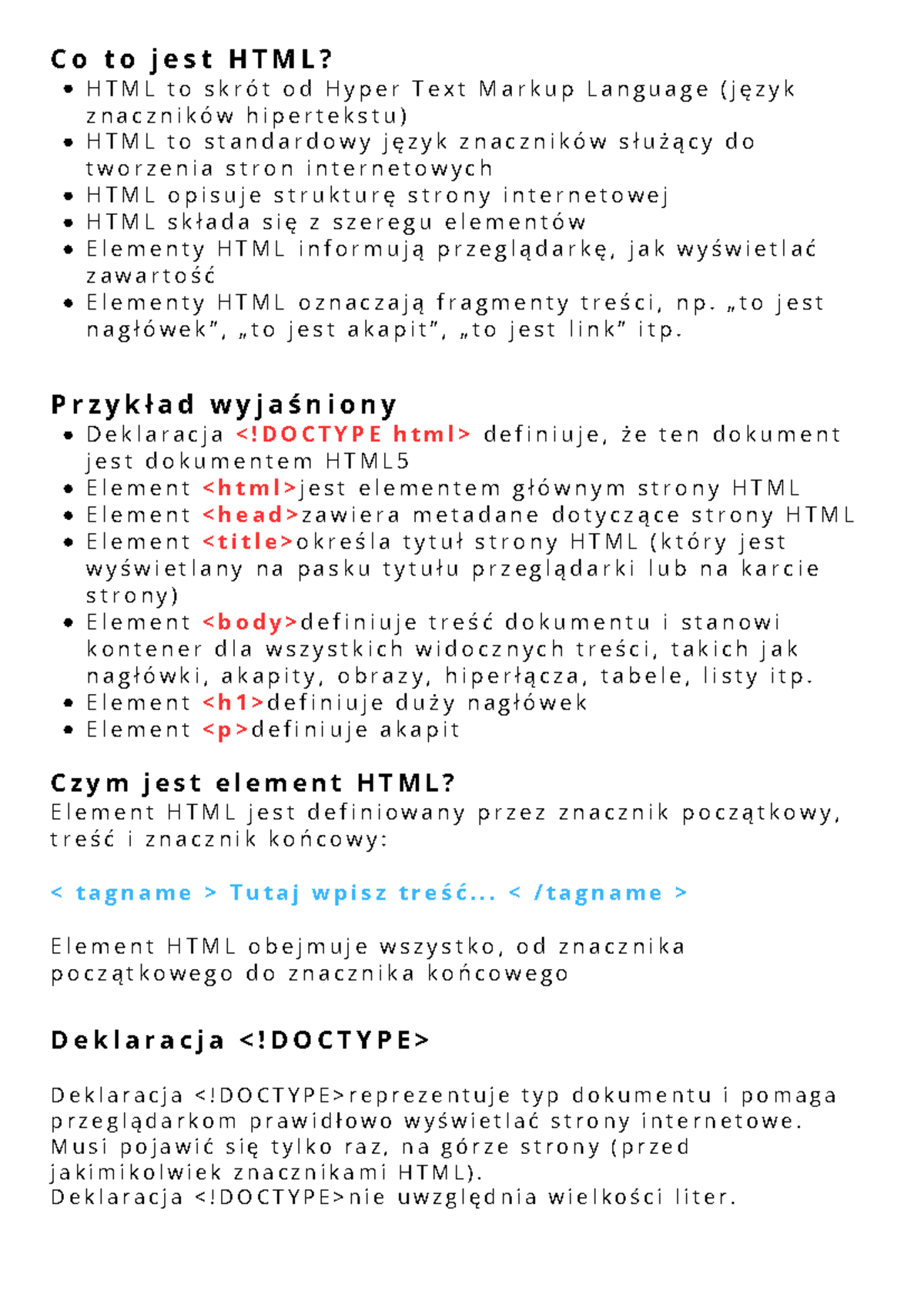 HTML - Notatki dotyczące języka znaczników hipertekstu - Studocu