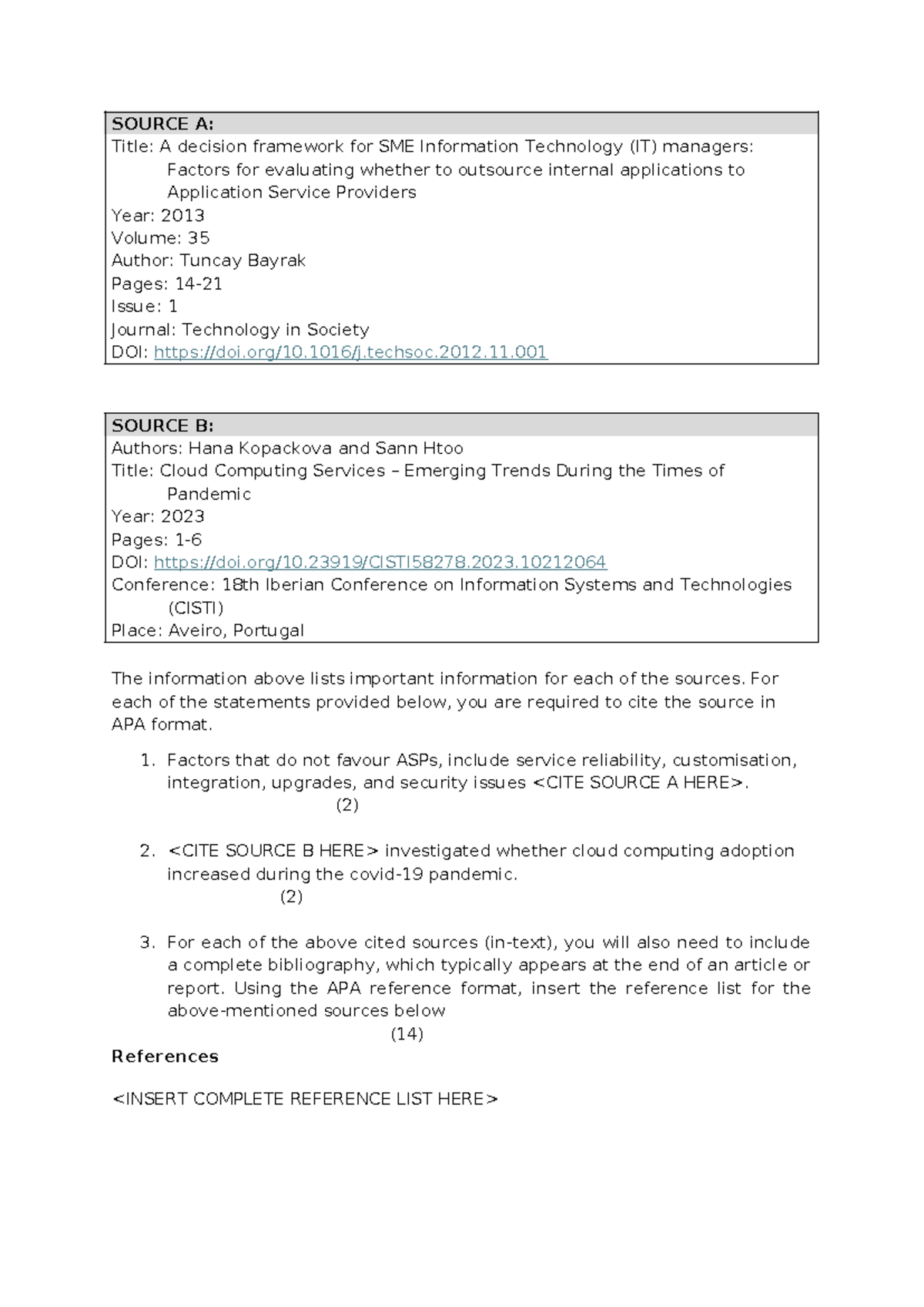 Reference Class Exercise: Citing Sources in APA Format and Errors Quiz ...