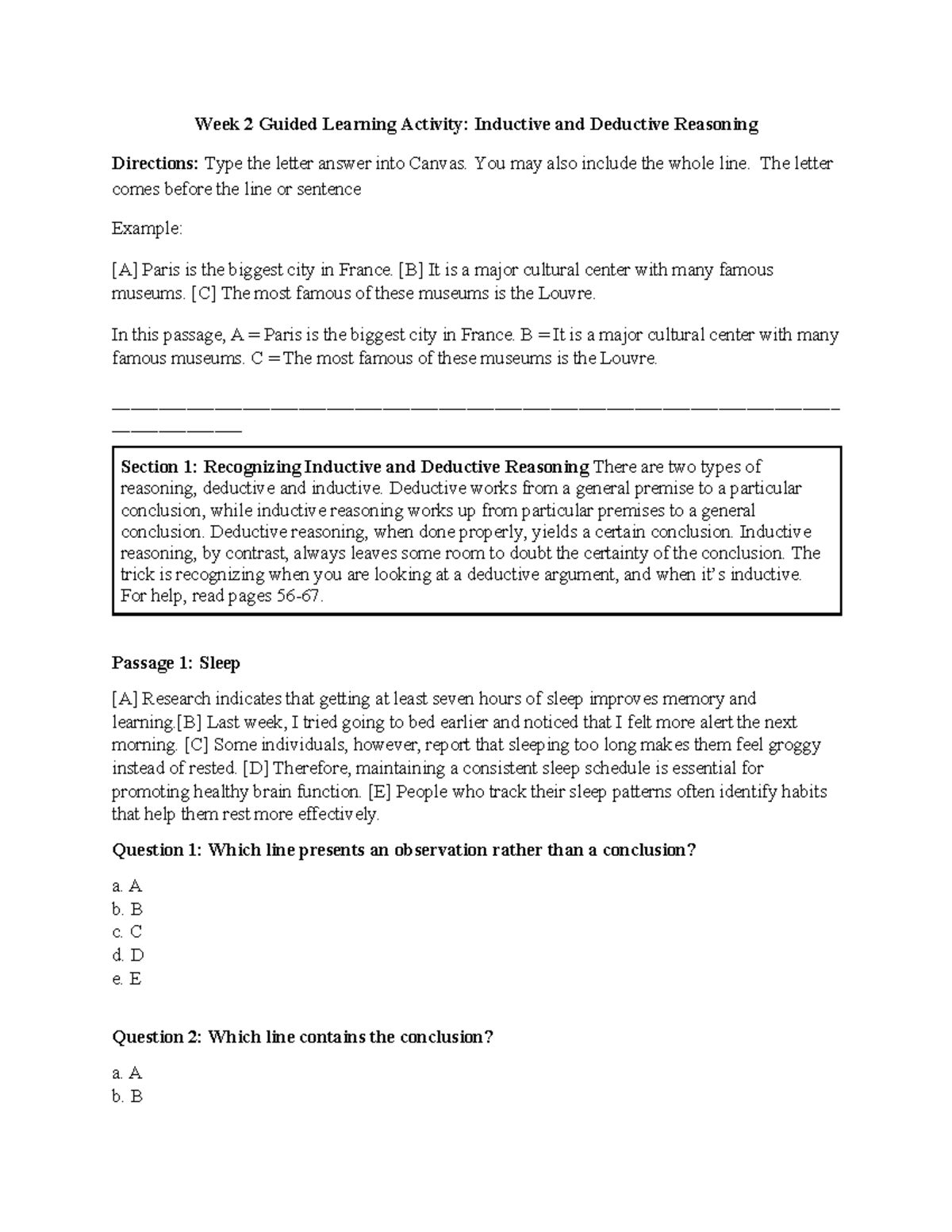 Week 2 Guided Learning Activity: Inductive & Deductive Reasoning - Studocu