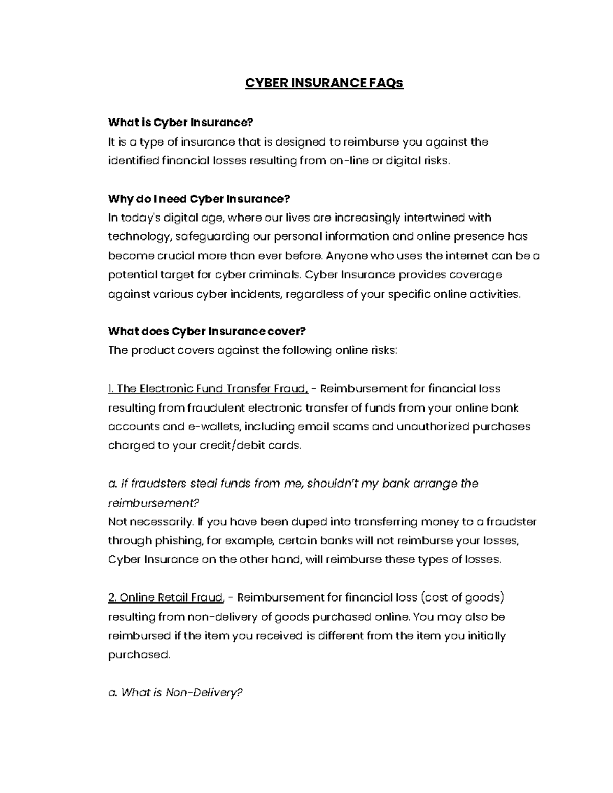 Cyber Insurance FAQs: Coverage, Claims, and Enrollment Details - Studocu