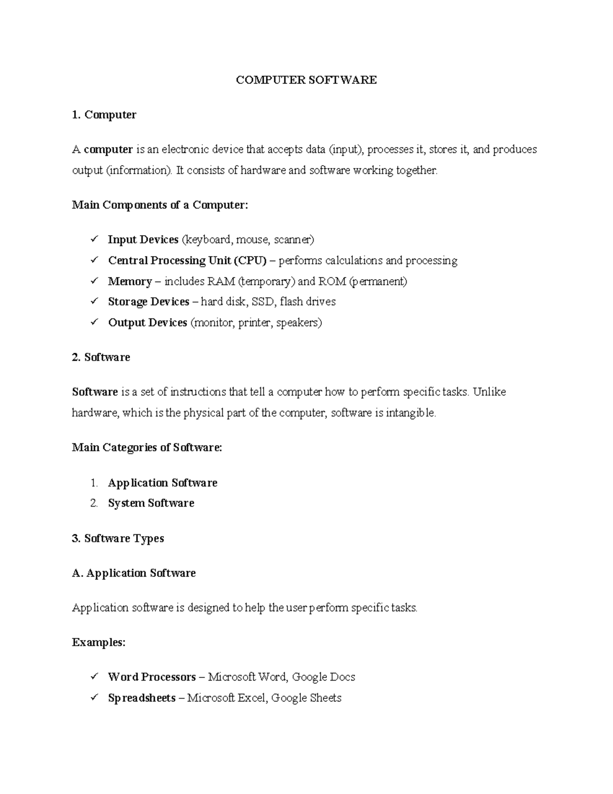 Computer Software Notes - Lesson 4: Key Concepts and Components - Studocu