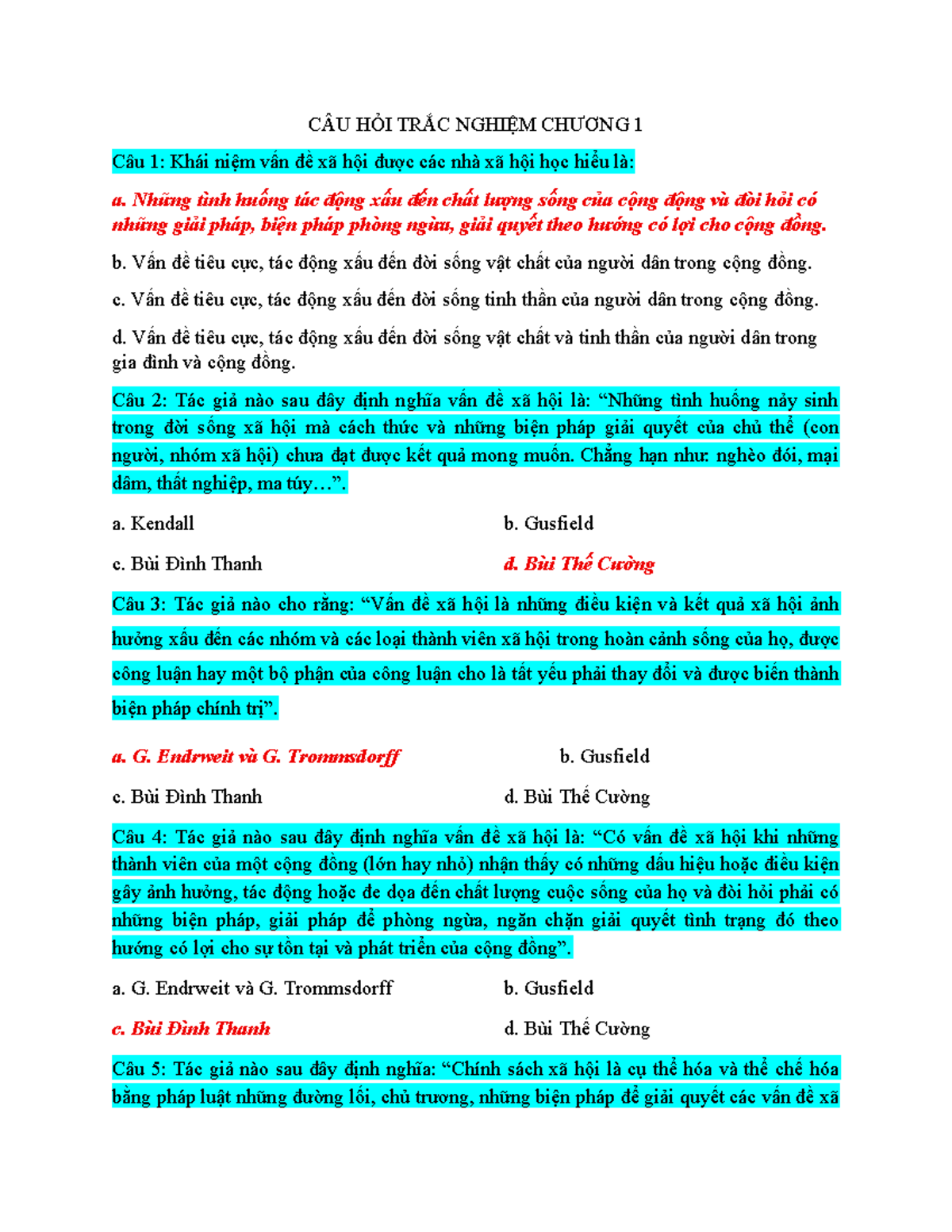 Câu Hỏi Trắc Nghiệm Chương 1 - Chính Sách Xã Hội (CSXH101) - Document Preview