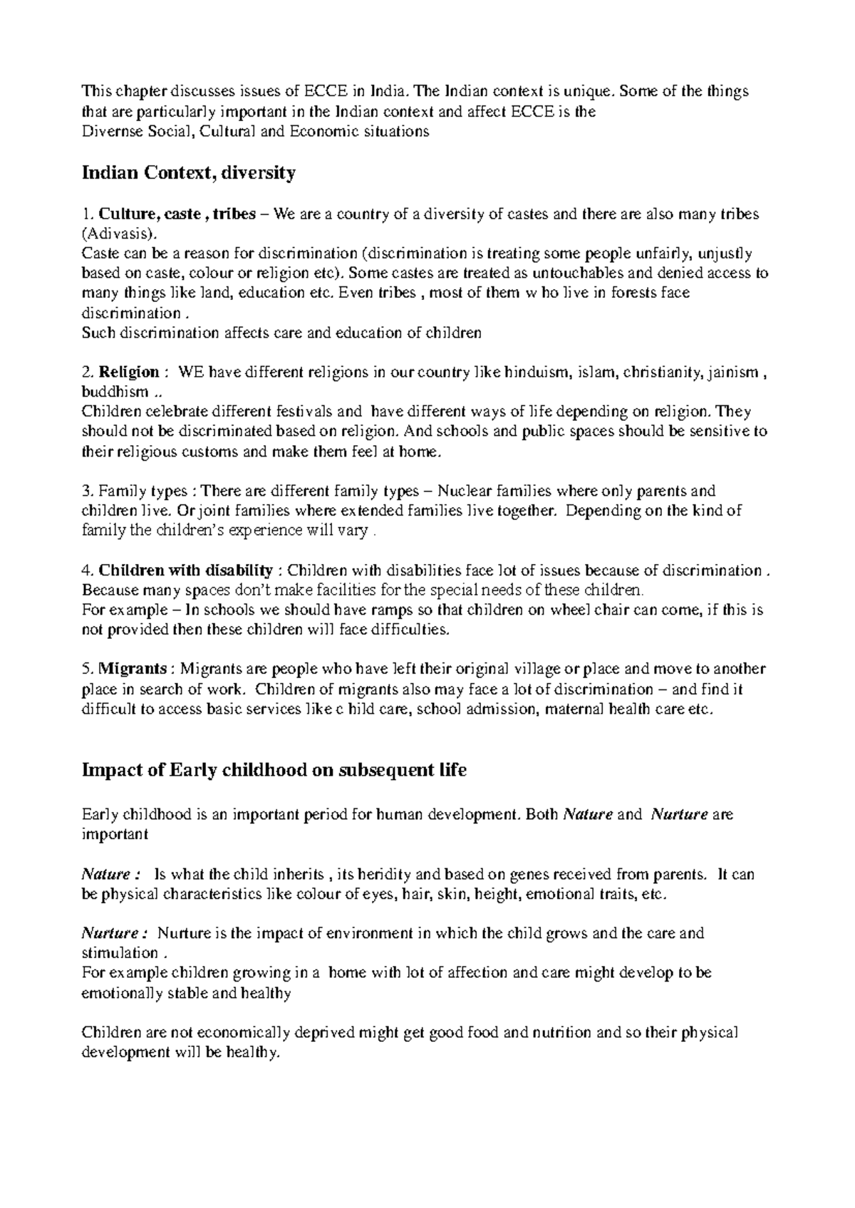 ECCE- Chapter 2: Issues in Early Childhood Care & Education in India ...