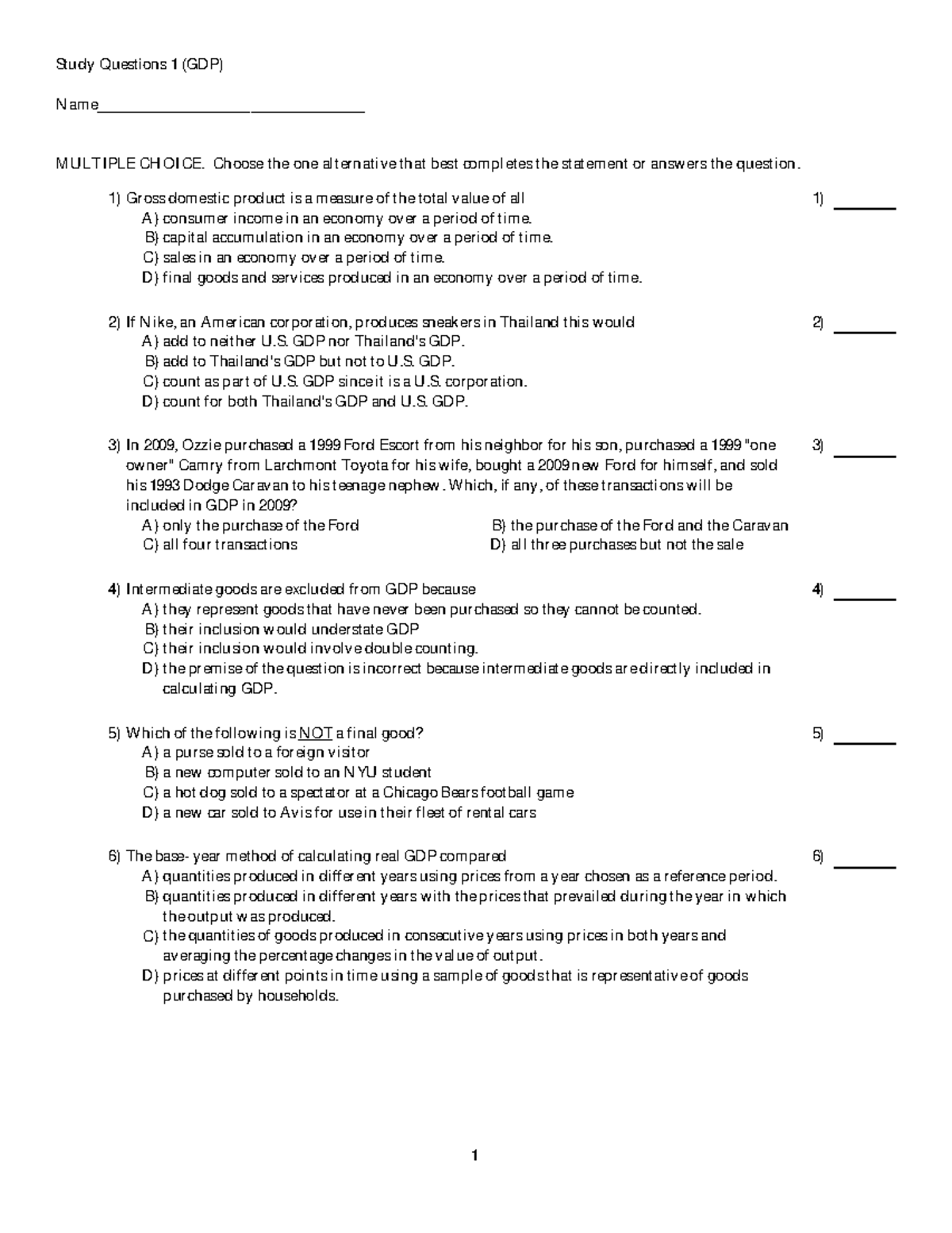GDP Test Assignment: Study Questions and Key Answers - Studocu