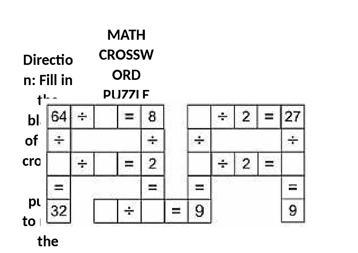 Station 1 MATH Puzzles 4 choices - Elementary Education - Directio n ...