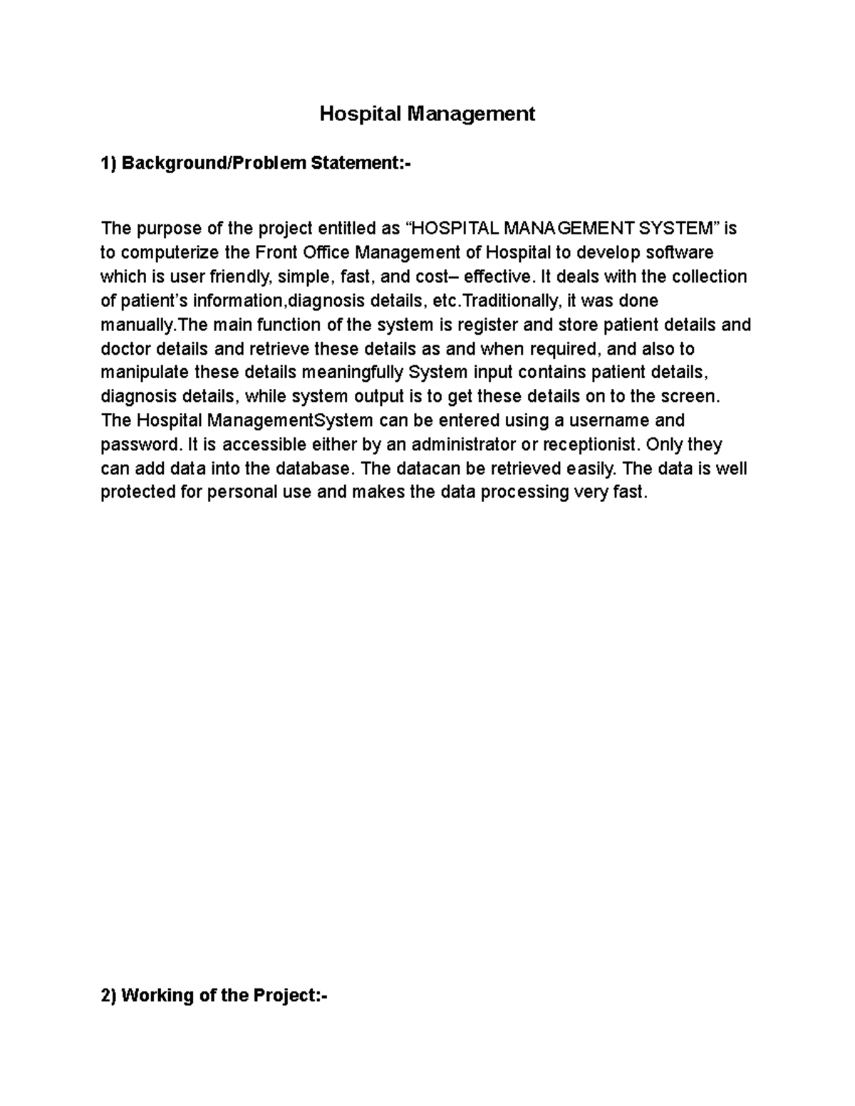Hospital Management System Project Overview and Functionality Details ...