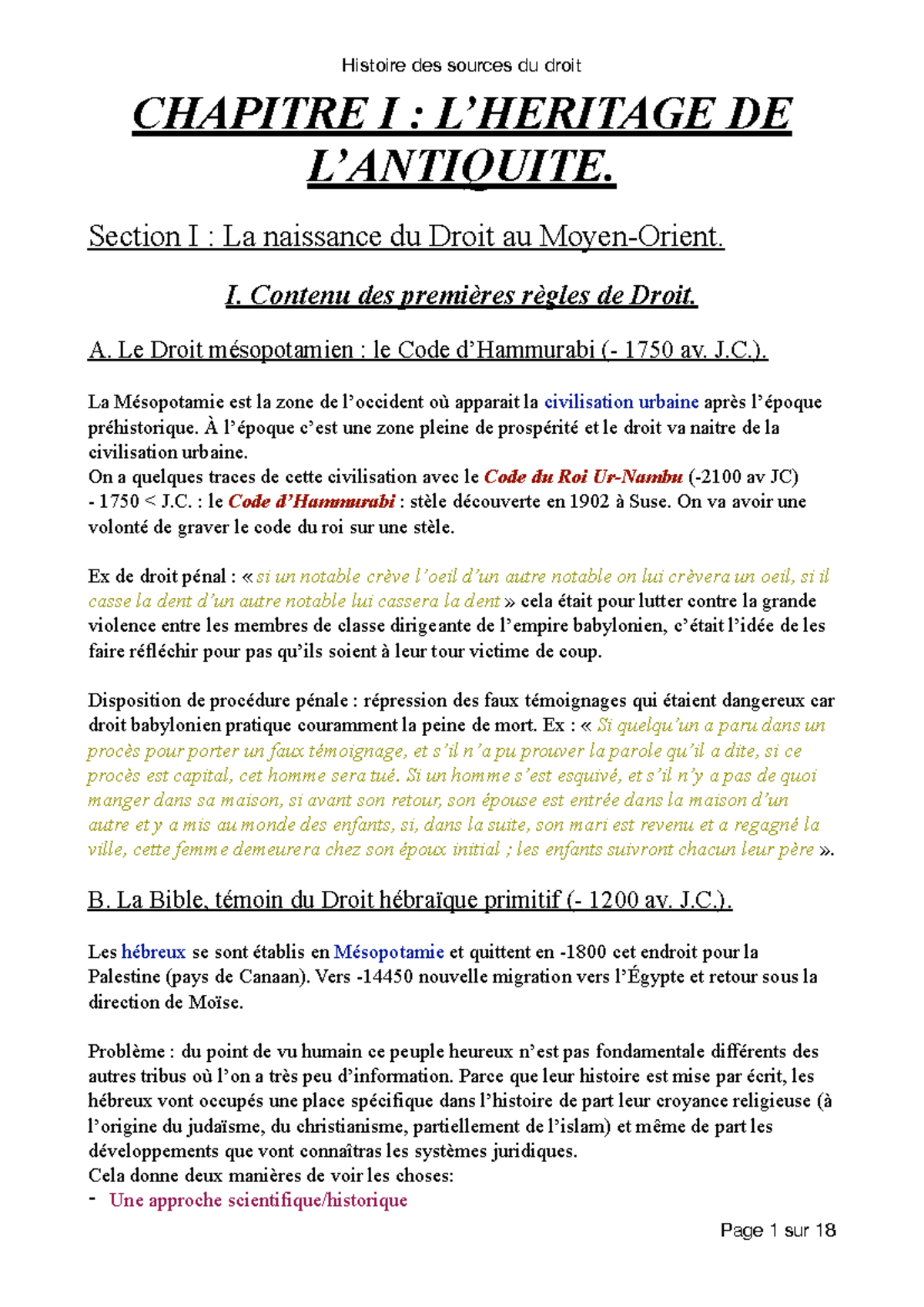 Histoire des Sources du Droit - Chapitre I : Naissance et Évolution ...
