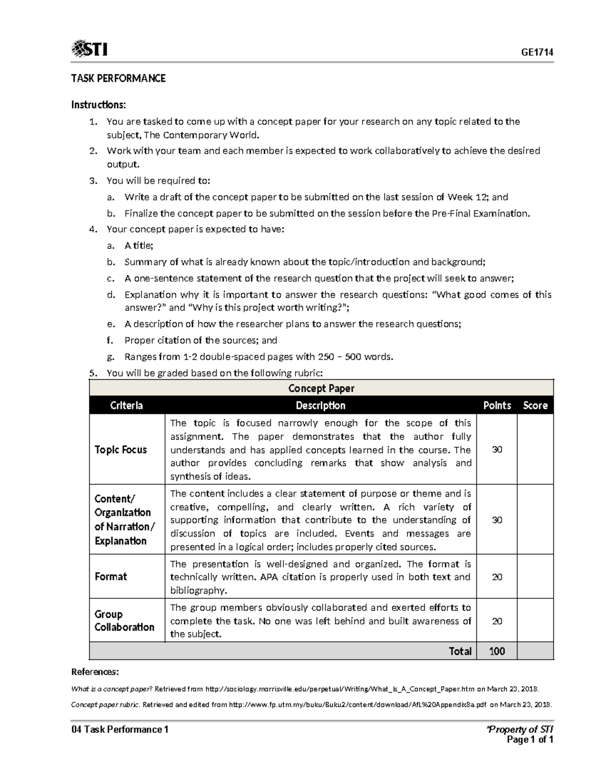 04 Task Performance 1 - QUESTION - TASK PERFORMANCE GE Instructions: 1 ...