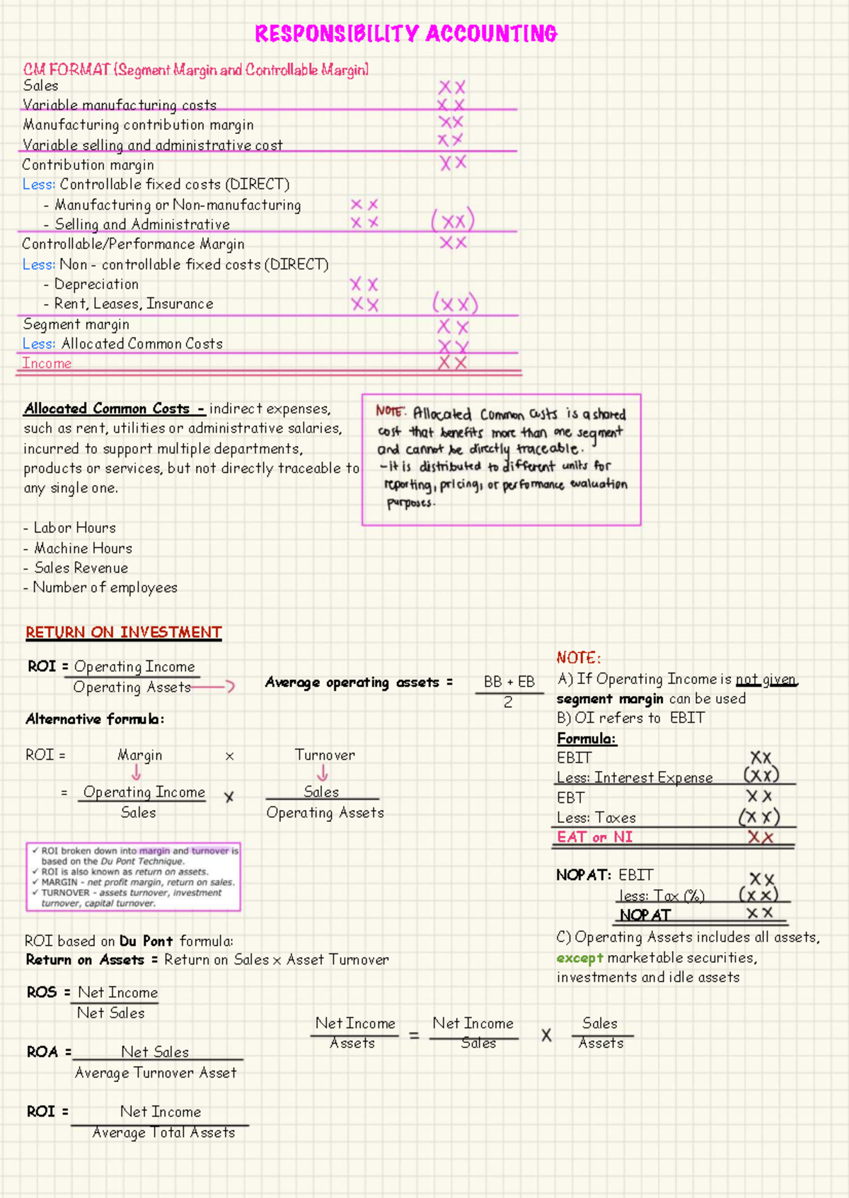 Responsibility Accounting CM Format: Segment & Controllable Margin ...