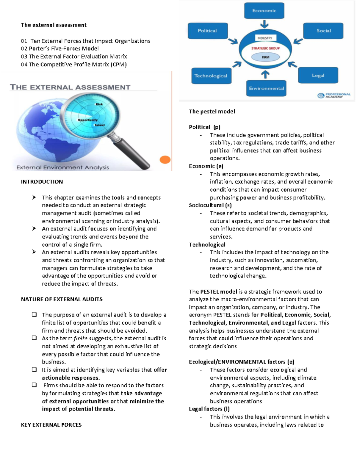 CBME External Assessment: Analyzing Key Forces & Strategic Tools - Studocu