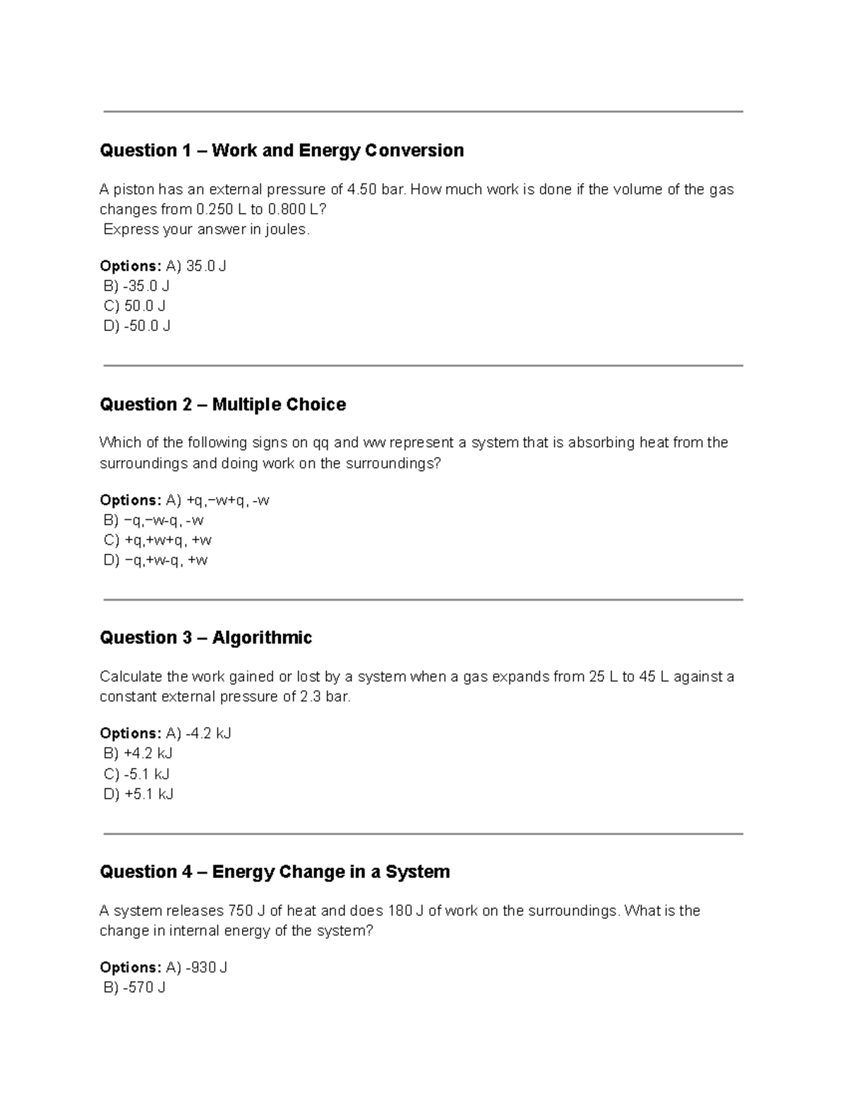 CH110 Chapter 6 Practice Problems - Question 1 – Work and Energy ...