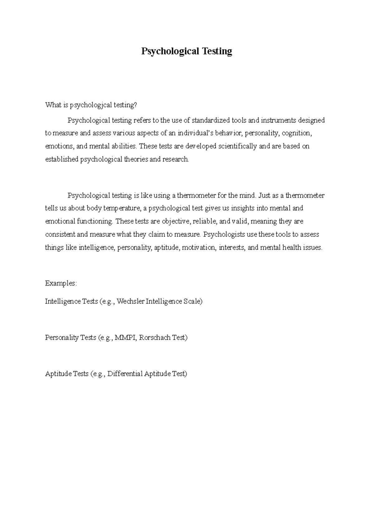 Psychological Testing: Understanding Methods, Purposes, and ...