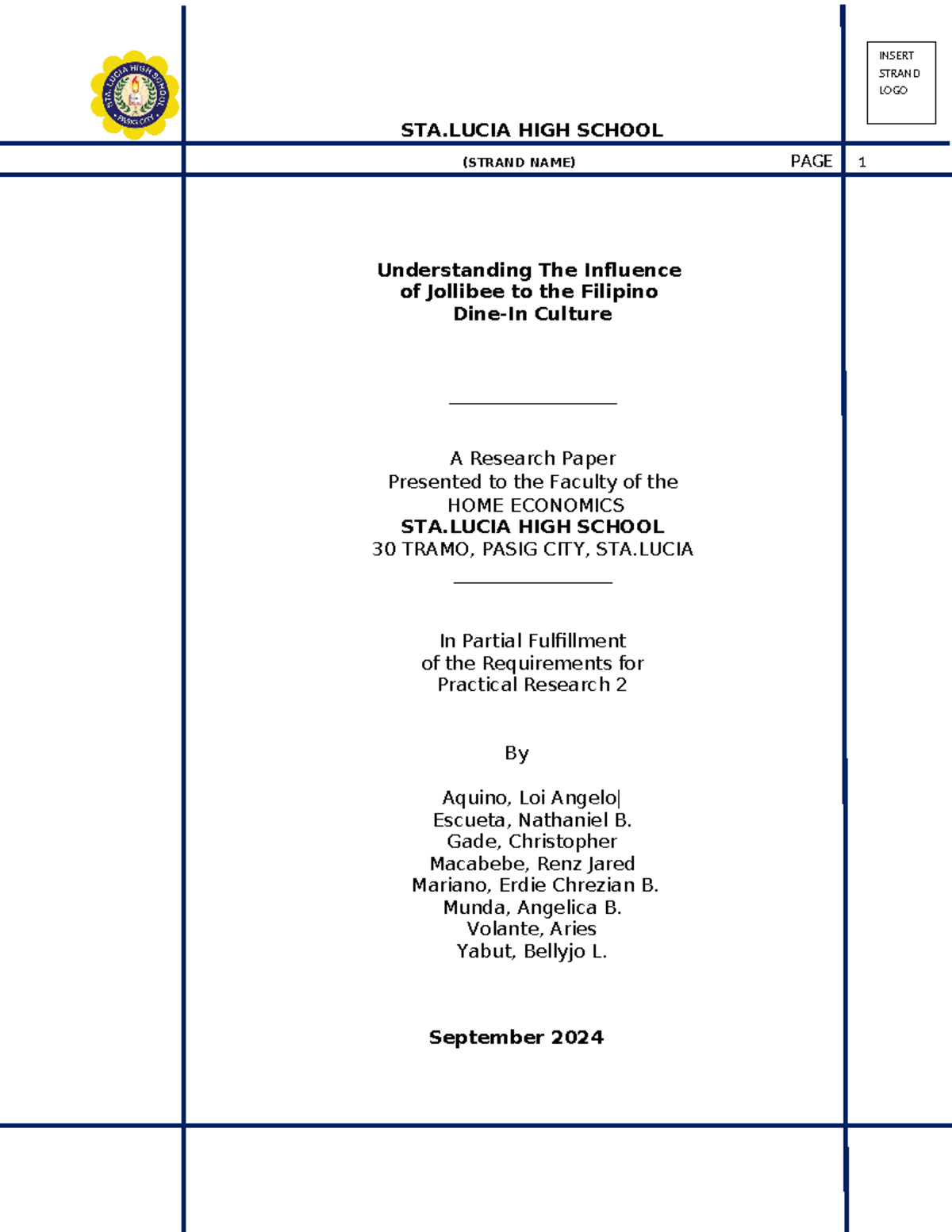 Influence of Jollibee on Filipino Dine-In Culture: Research Paper PR2 ...