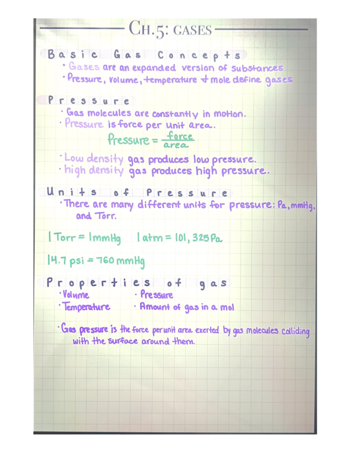 UWYO General Chemistry 1020 (Dr. Anderson) Chapter 5: Gases Concepts ...