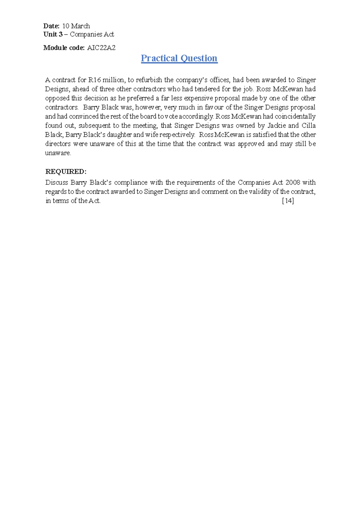 FAC33A Financial Accounting 3A Main Exam Updated Memo - June 2022 - Studocu
