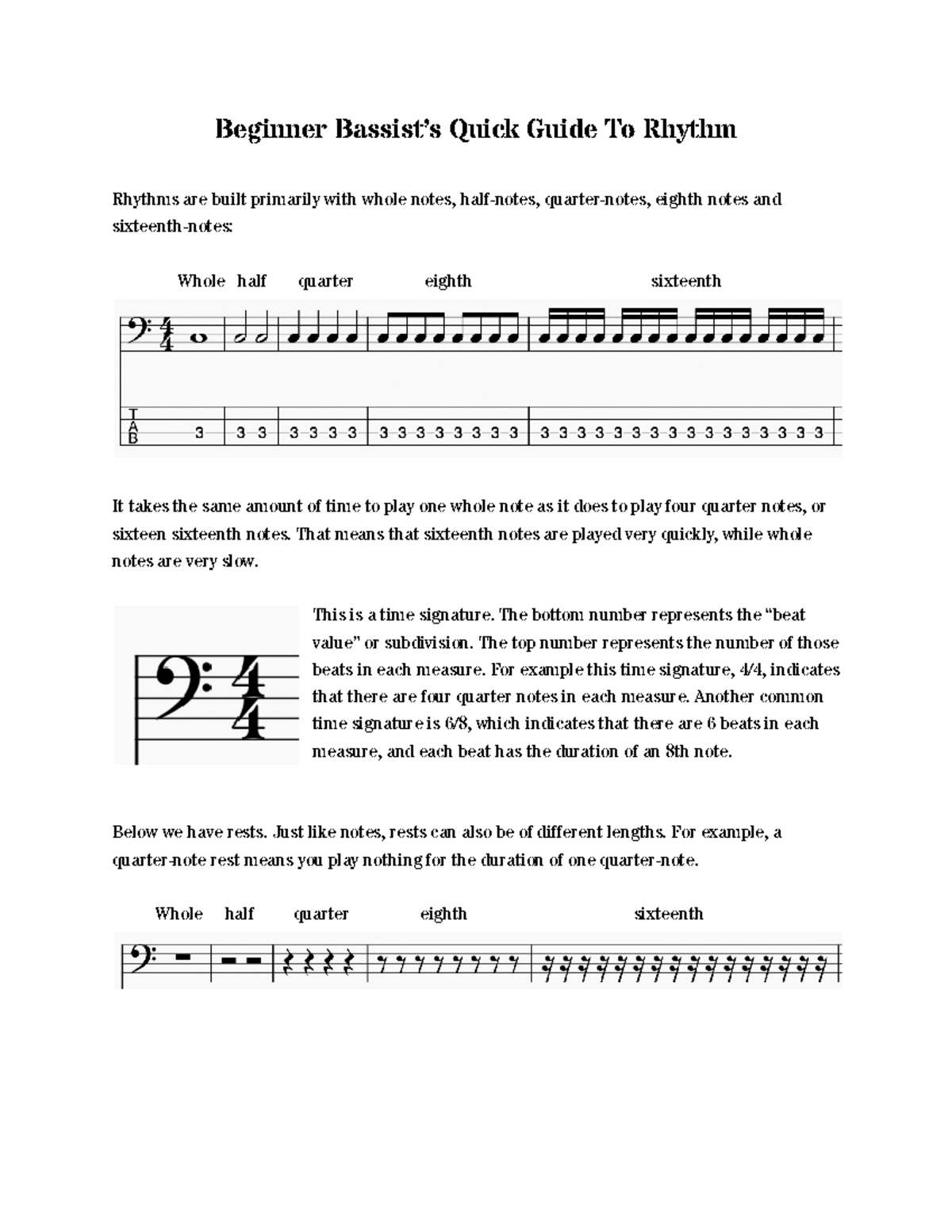 BASS101: Beginner Bassist's Quick Guide to Rhythm Patterns - Studeersnel