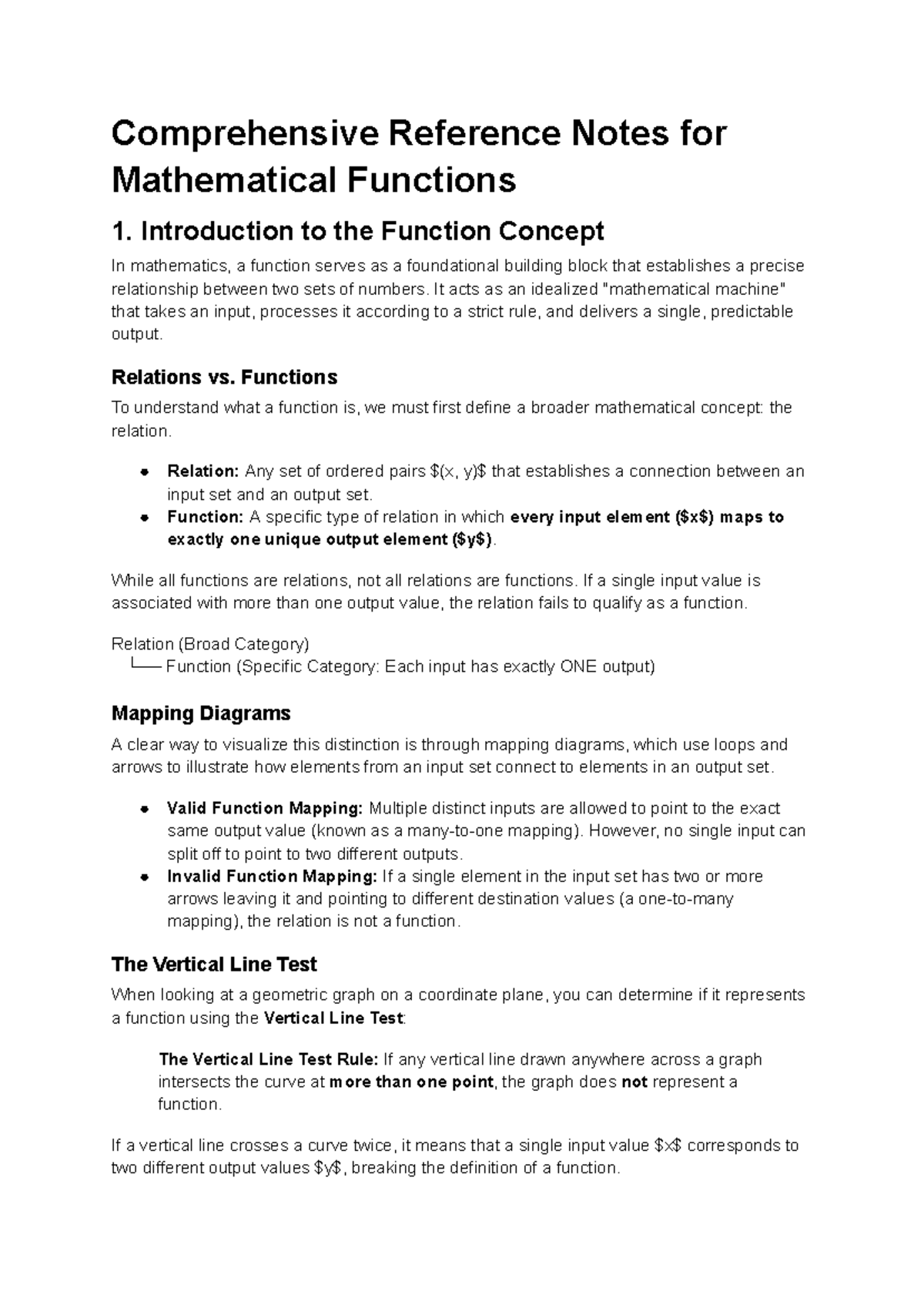 Mathematics Functions: Comprehensive Reference Notes for MATH101 - Studocu