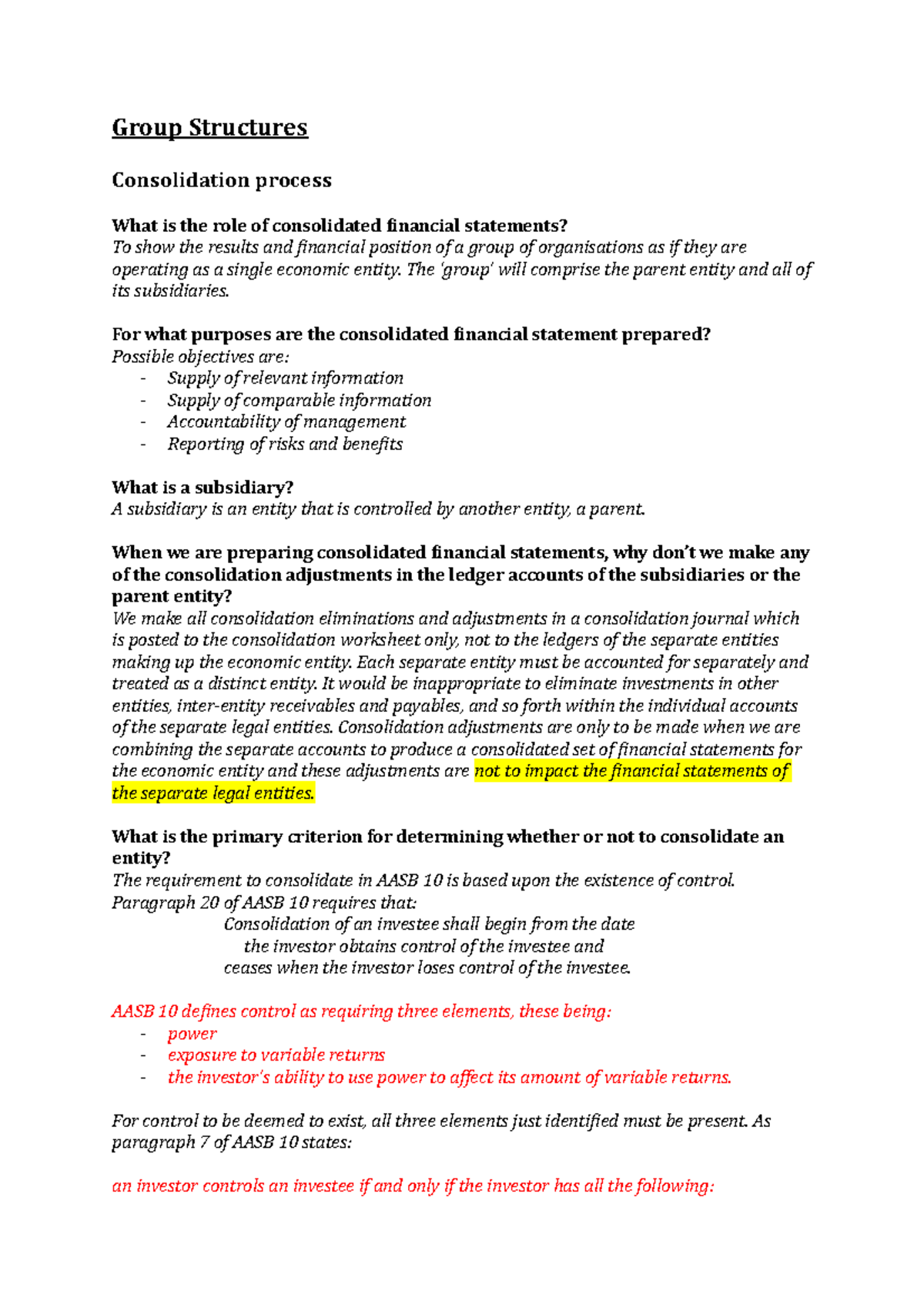 Group Consolidation Theory: Understanding Control & Financial ...