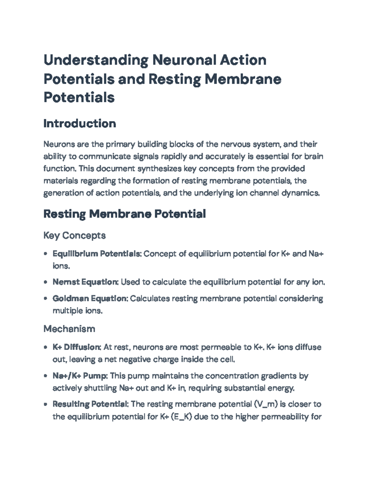 Neuronal Action Potentials and Resting Membrane Potentials Explained ...