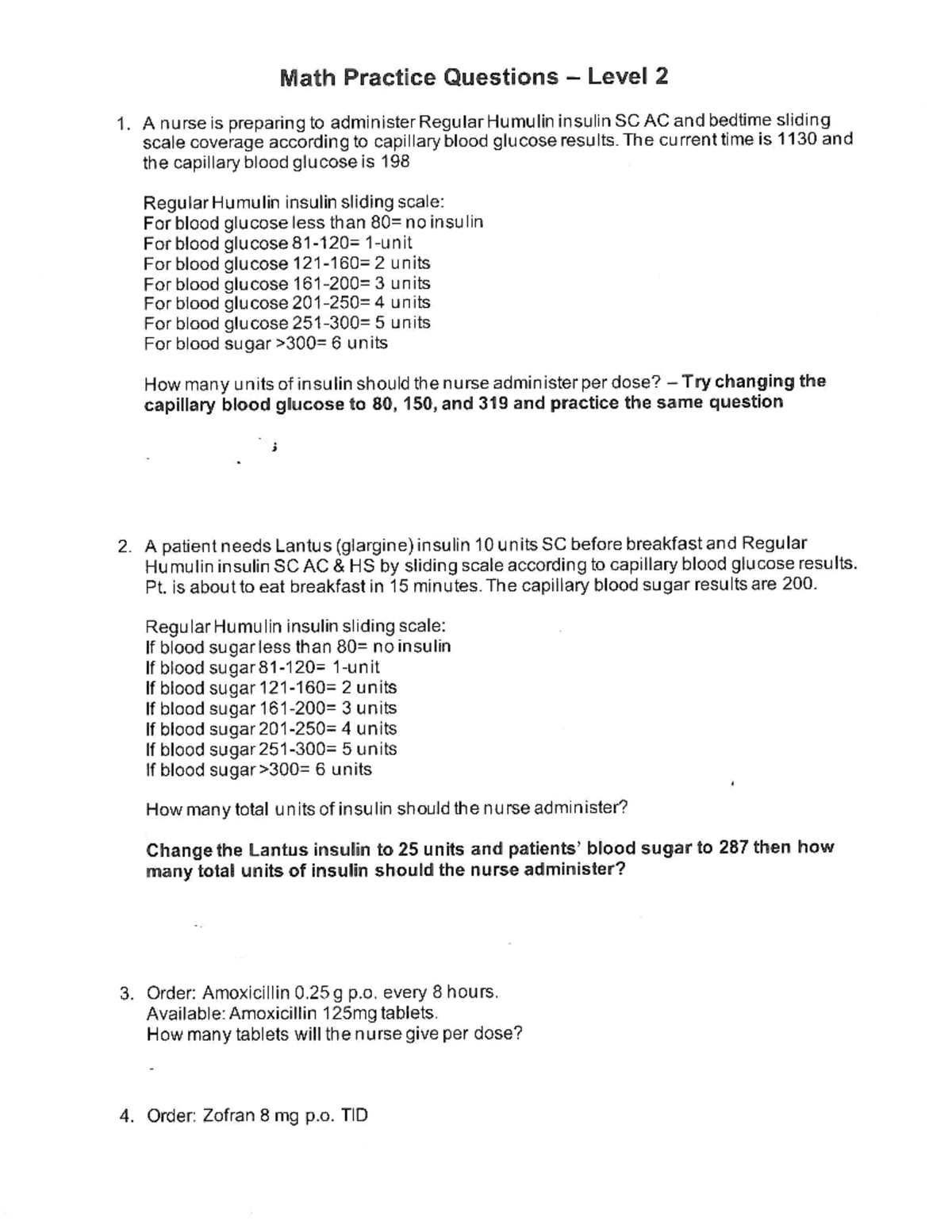 Math Practice Questions Level 2 - Nursing Math Prep - Studocu