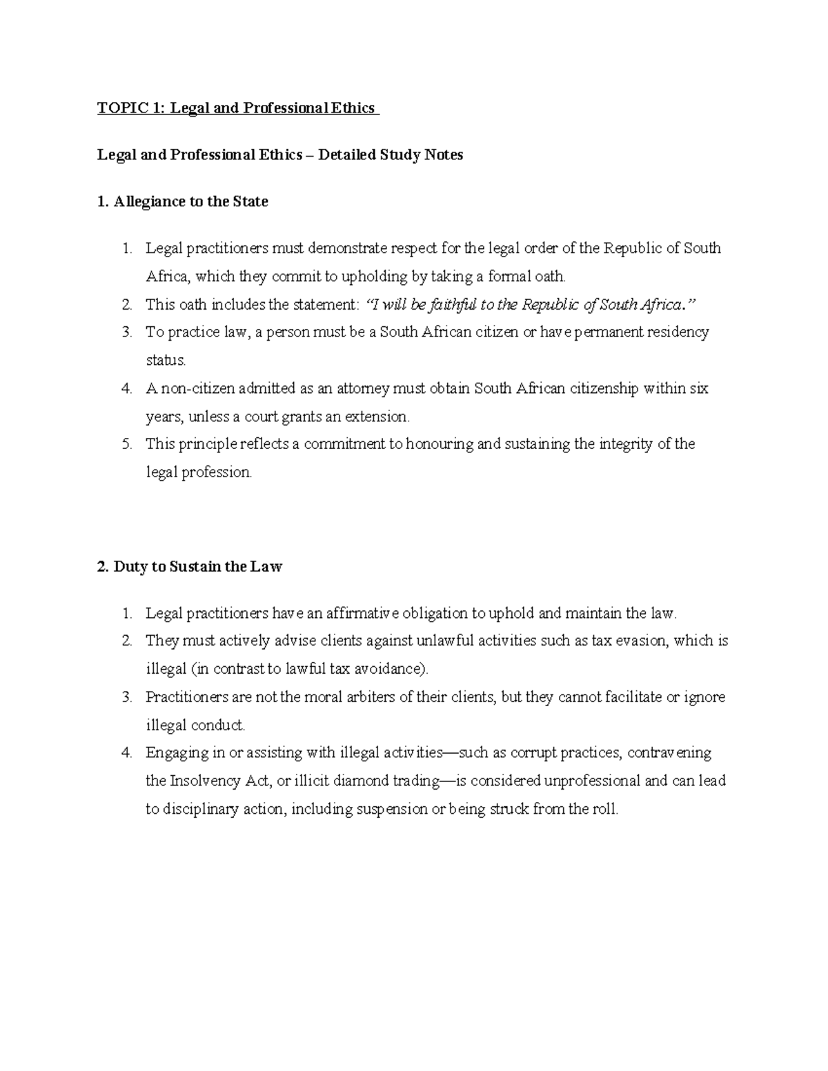 Legal and Professional Ethics Study Notes (Course Code: LPE101) - Studocu