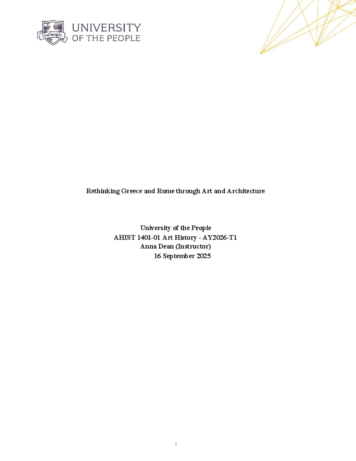 AHIST 1401-01 Learning Journal: Rethinking Greece and Rome through Art ...