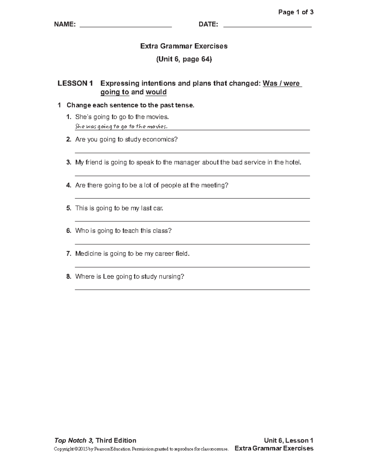 UNIT 06 Extra Grammar Exercises: Lessons 1 & 2 - Studocu