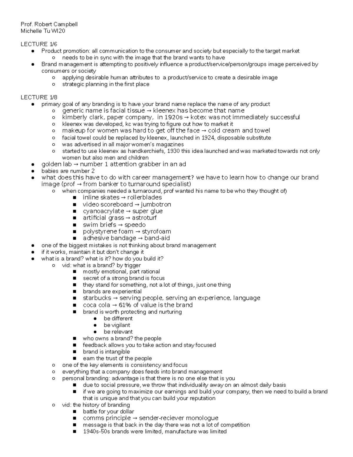 Mgt 105 Midterm Notes: Understanding Brand Management Concepts - Studocu