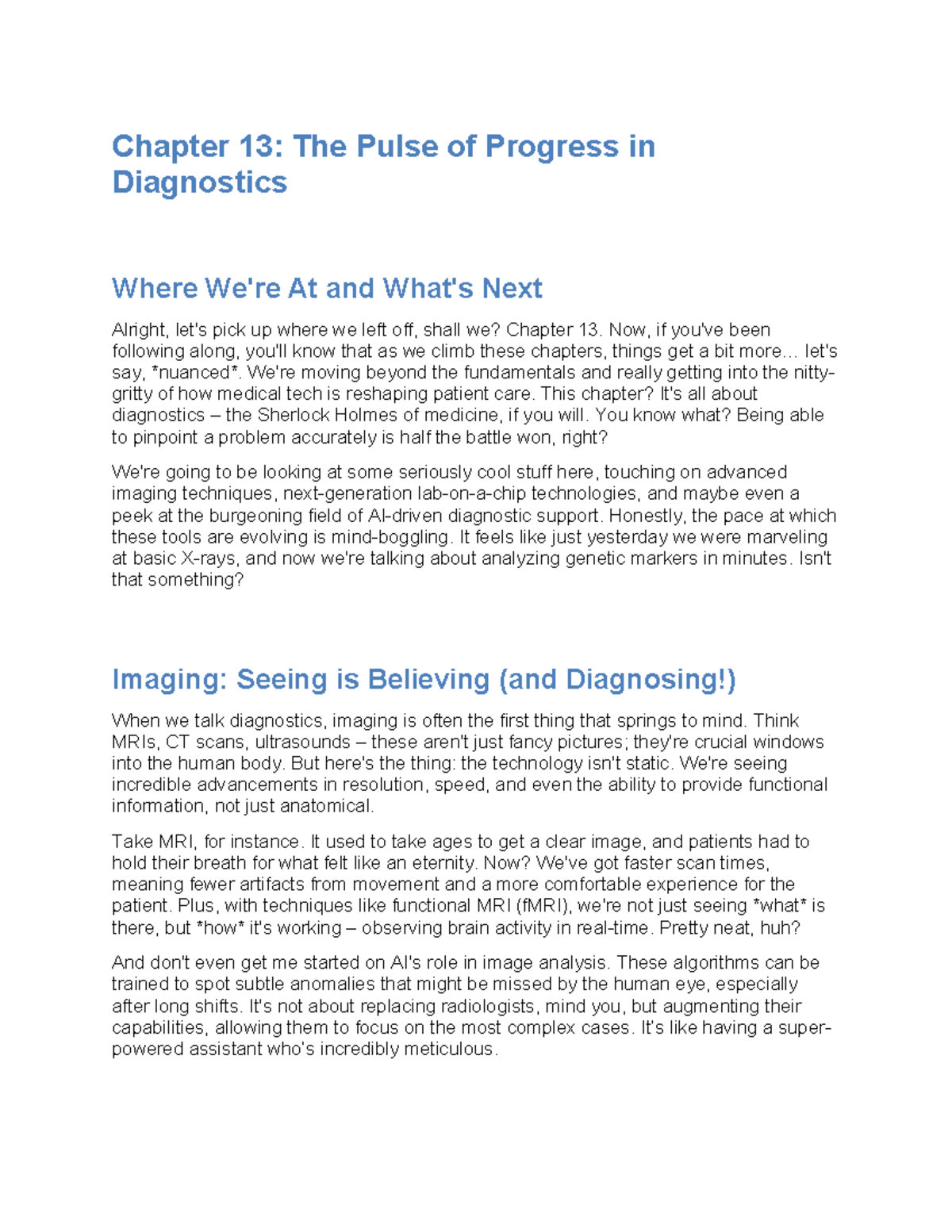 Medical Tech CH13: Advancements in Diagnostics and AI Integration - Studocu