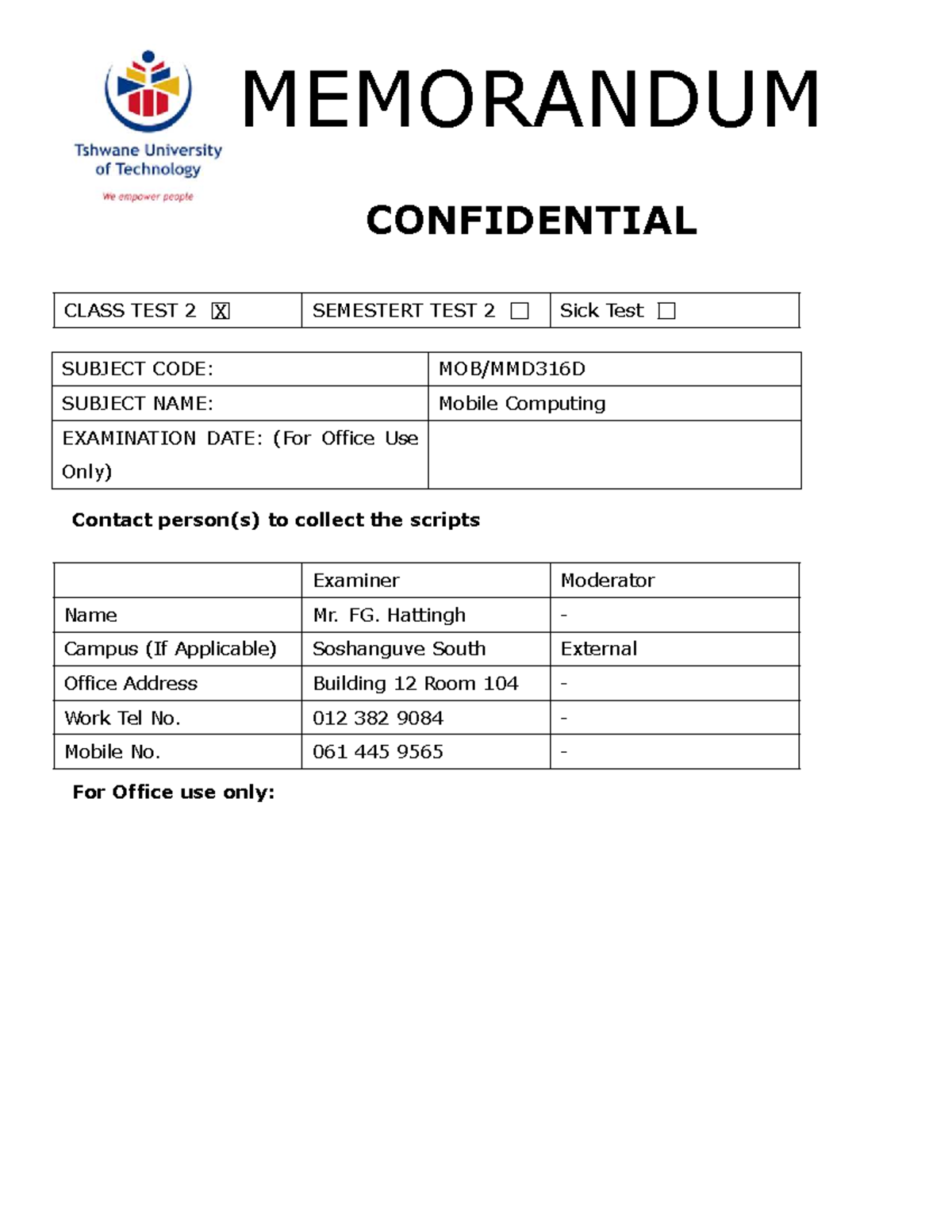MOB 2025 S1 Class Test 2 Memo - Mobile Computing Exam - Studocu