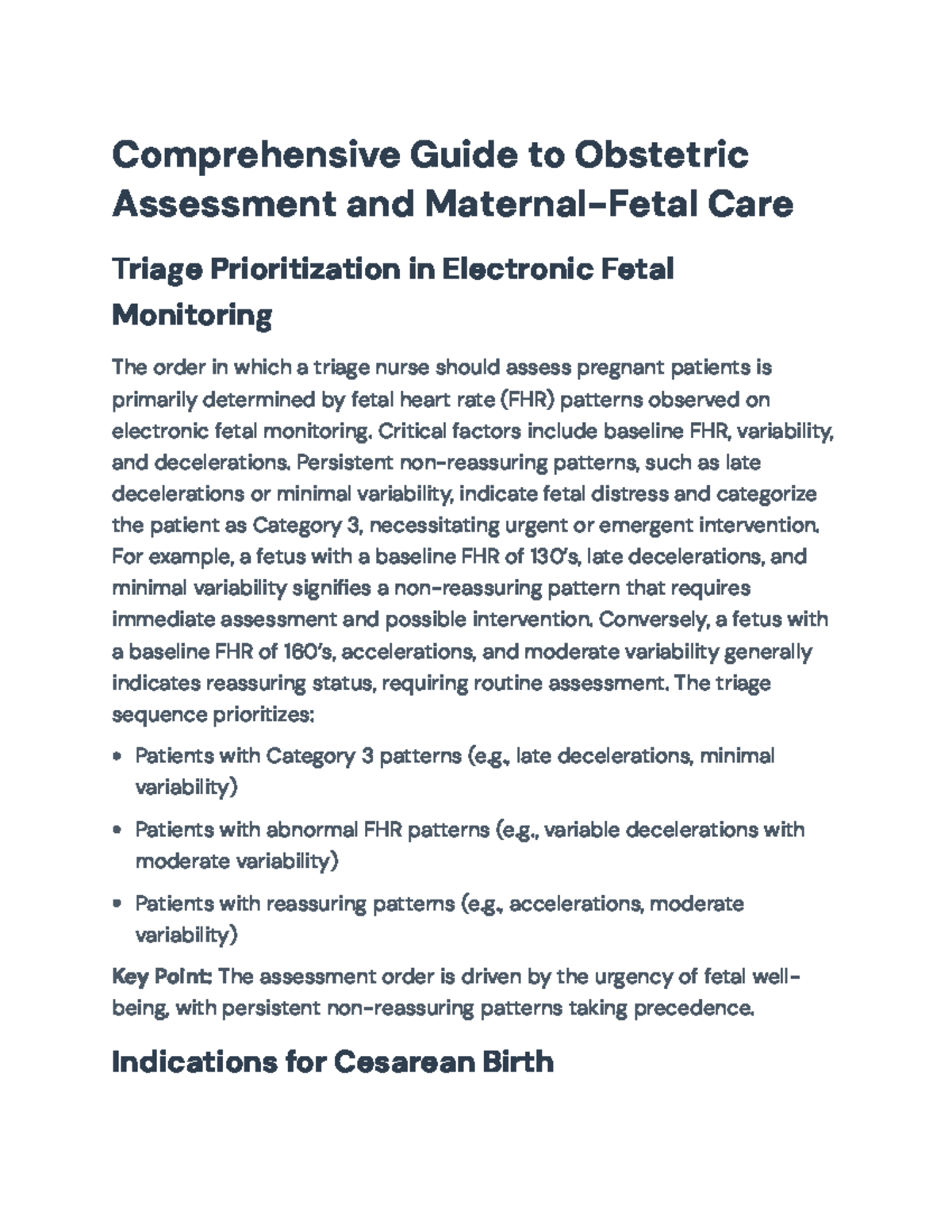 Comprehensive Guide to Obstetric Assessment & Maternal-Fetal Care (OB ...