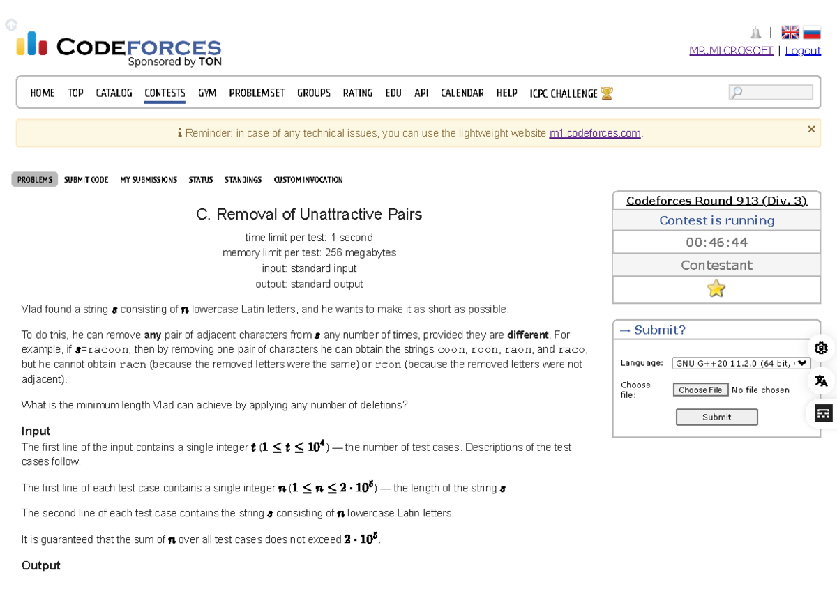 Codeforces Round 913 (Div. 3) - Problem C: Removal of Unattractive ...