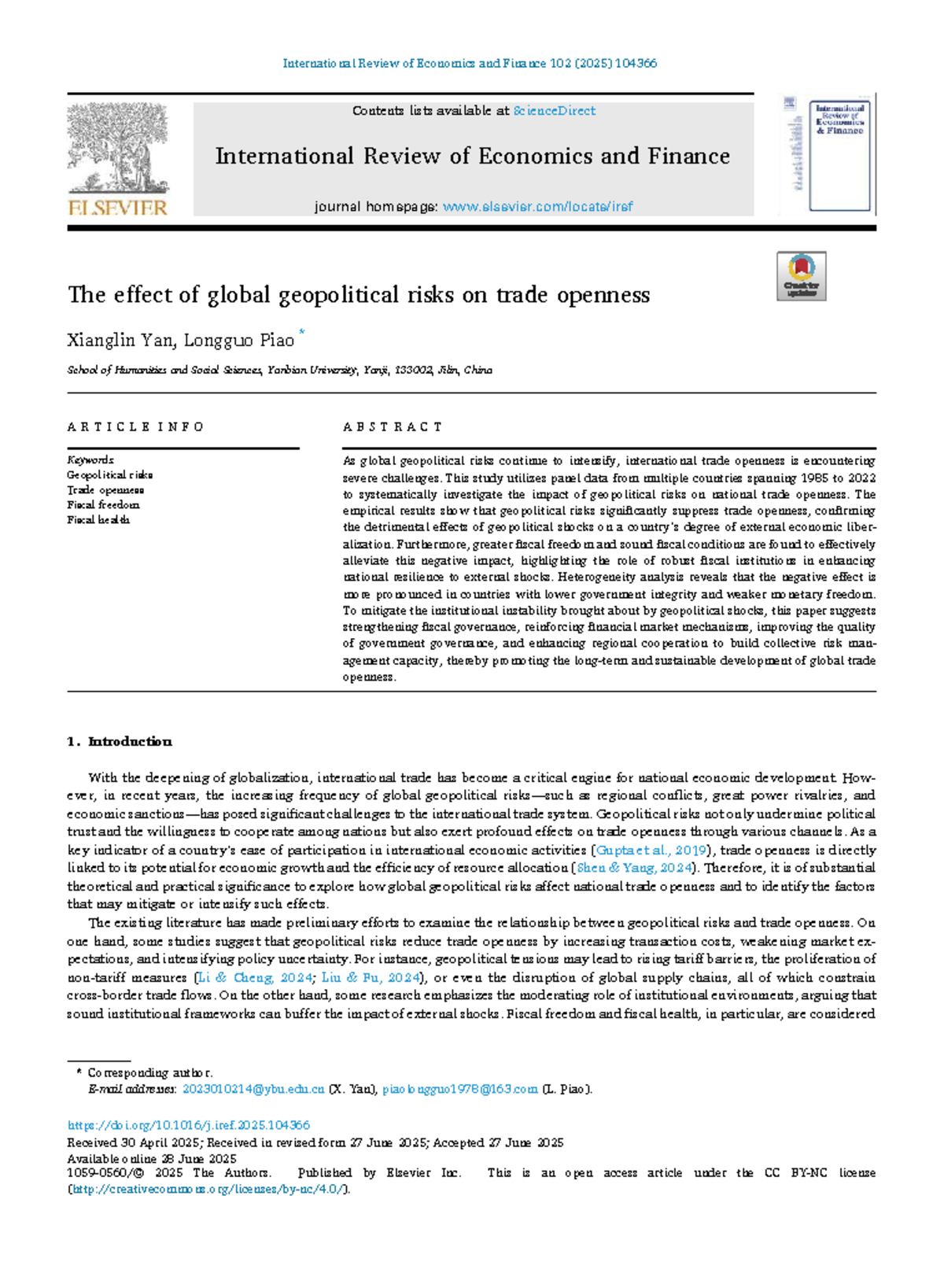 The Impact of Geopolitical Risks on Trade Openness: Insights from GPR ...