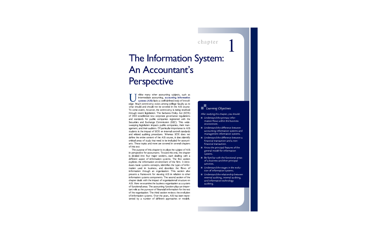 Chapter 1 Introduction to Accounting Information Systems - Studocu